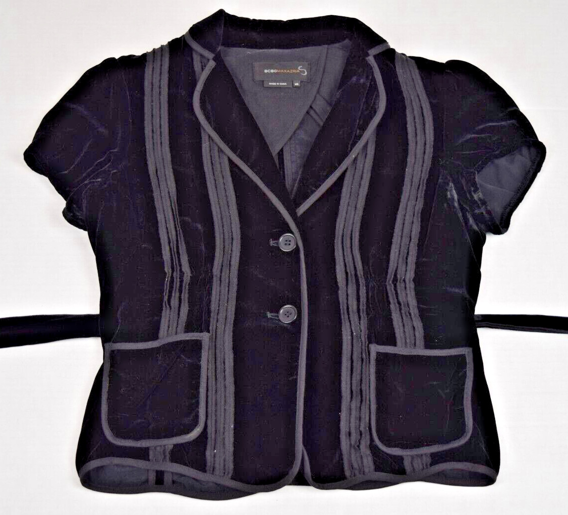 Vintage Top BCBG Size XS/S 90s Shimmery Black Soft Rayon Silk Buttons Waist Tie