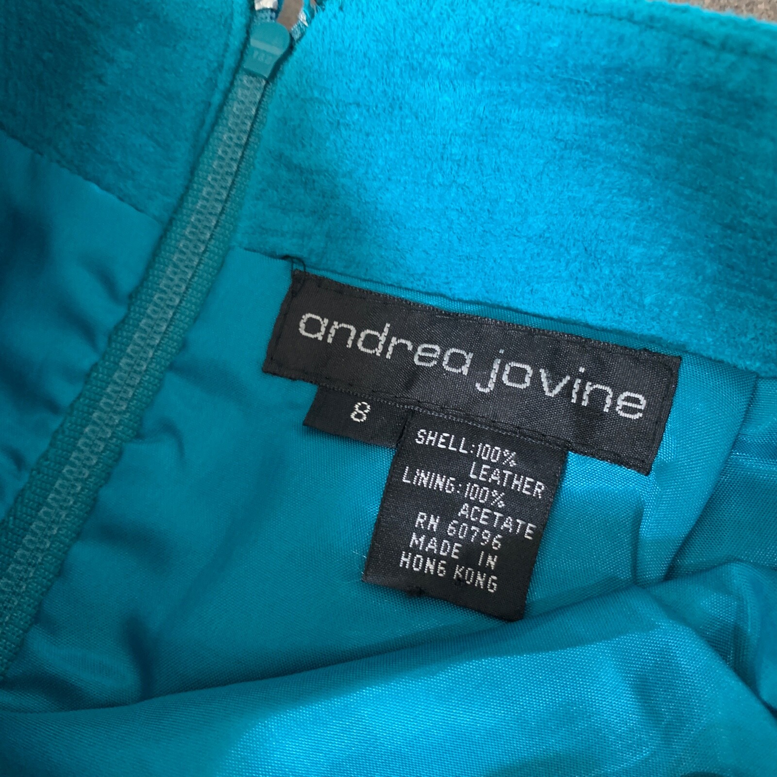 Vintage 90’s Skirt XS/S Bright Teal Blue Suede Leather Fitted Pencil Mini