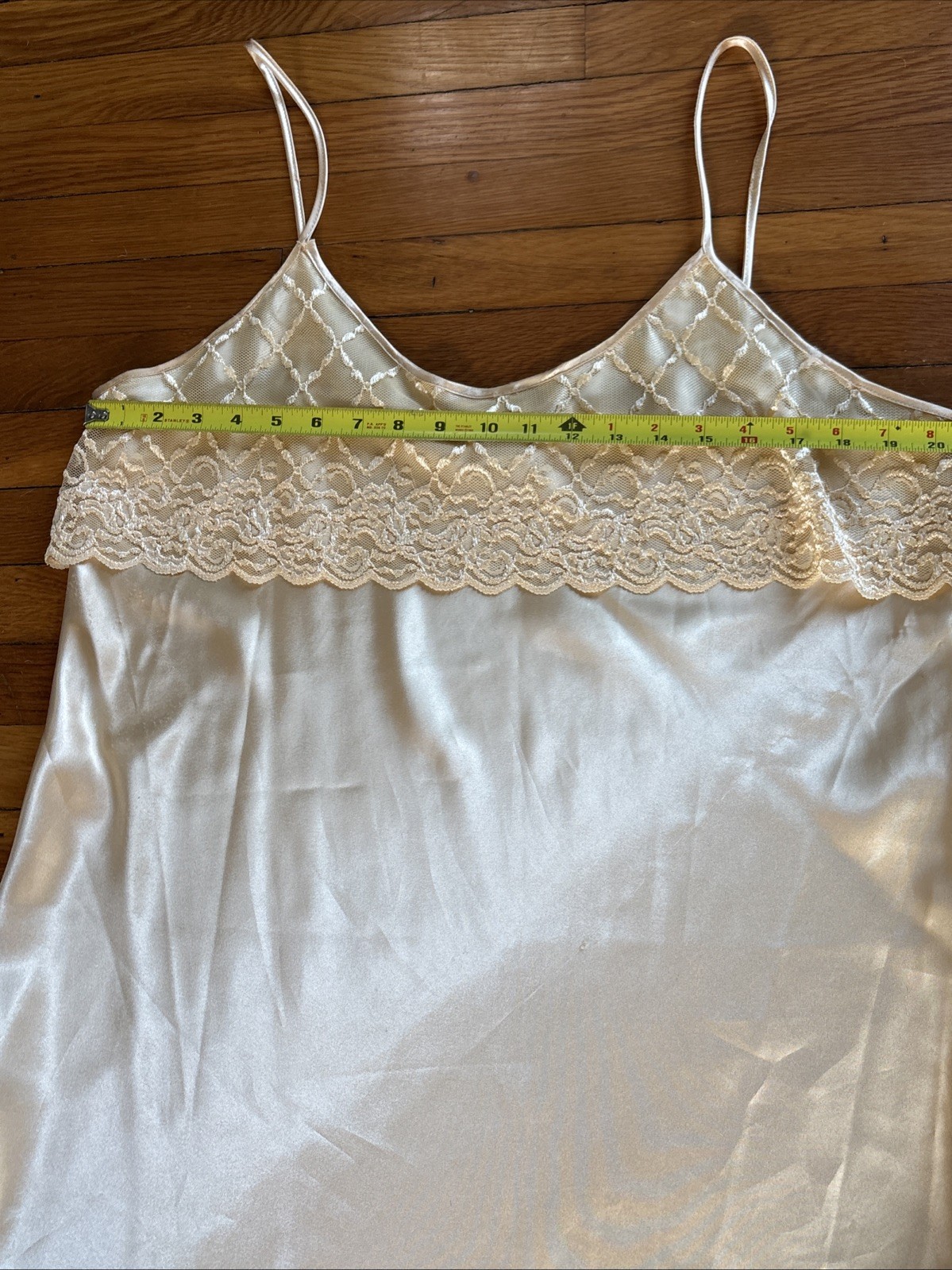 Vtg Intimate Moods Slip Dress Sz XL Yellow Satin Lace Lingerie Coquette Y2K