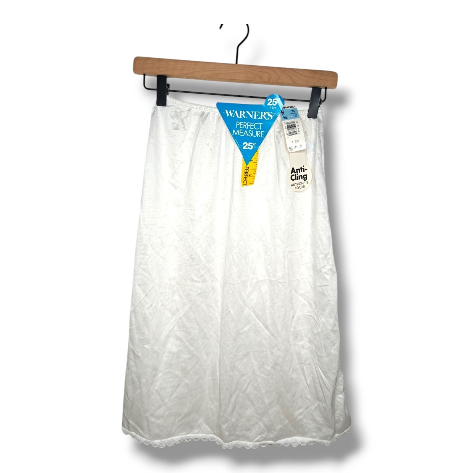 Vintage Warners Perfect Measure 25″ A-Line Half Slip Sz M Antron Nylon White NEW