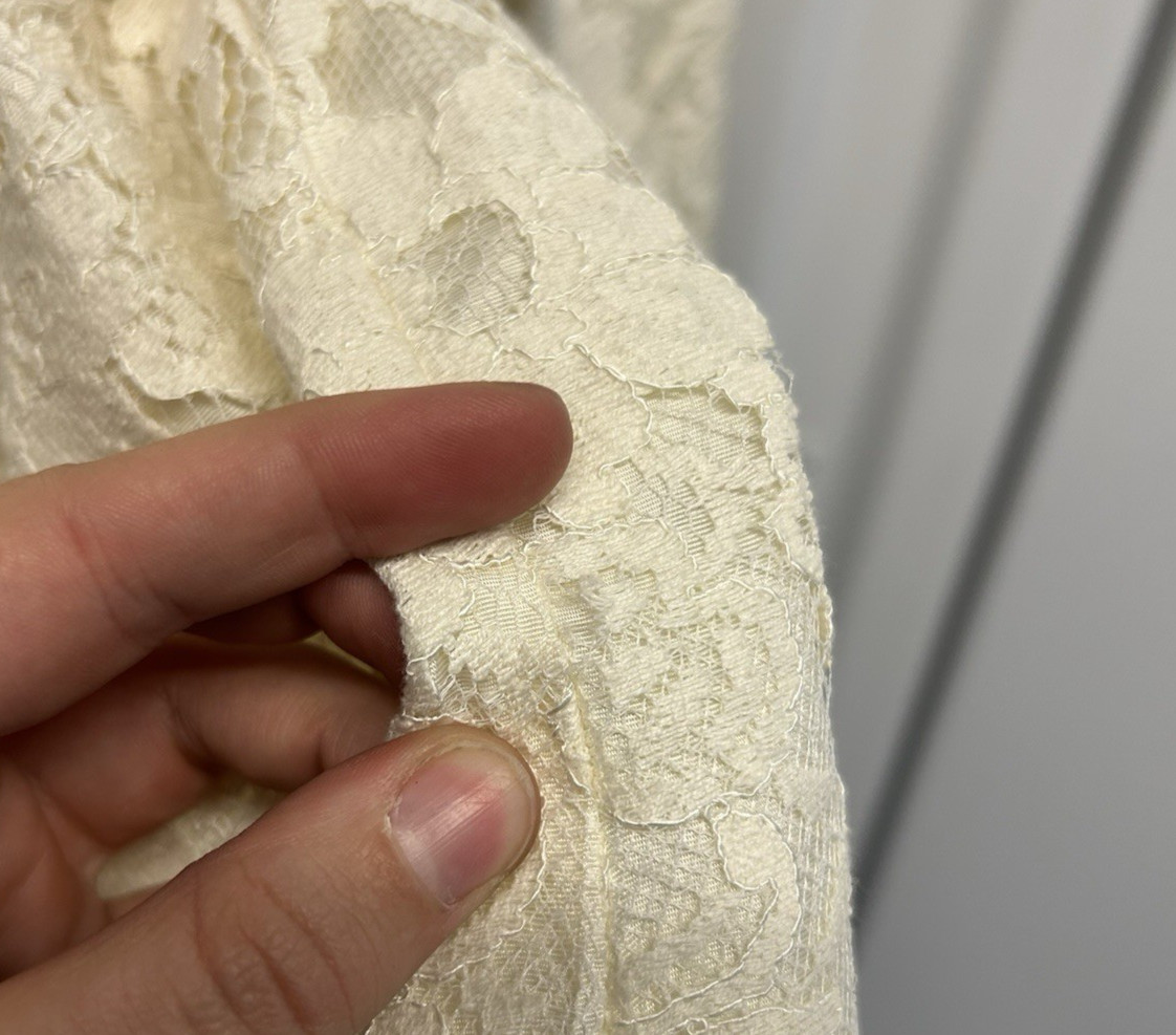 Vintage 80s Cachet by Bari Protas Ivory Fitted Lace Jacket Women’s Sz 12/M