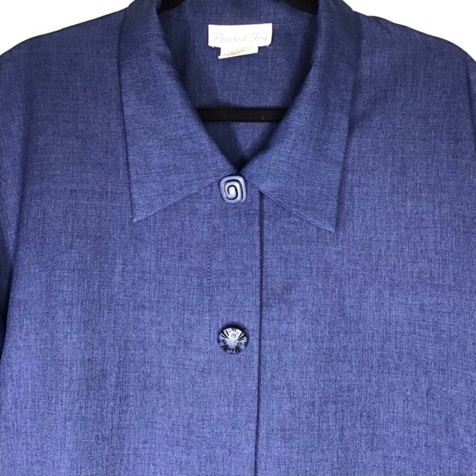 VTG House Coat Jacket Pride & Joy Size 18W Shirt Button Down Alice Brady Blue