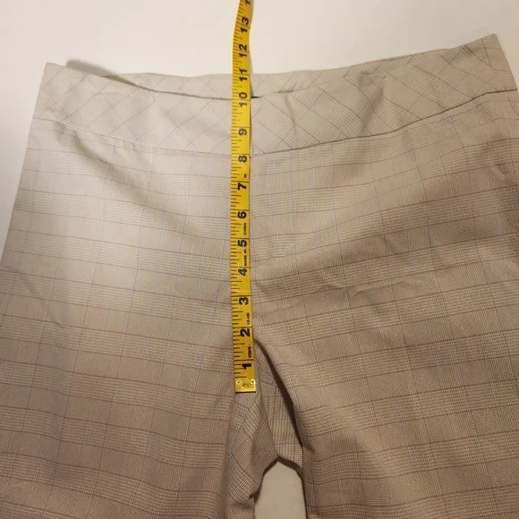 VTG Y2K Kenneth Cole New York Beige Cream Plaid Capris Cropped Pants Size 8 EUC