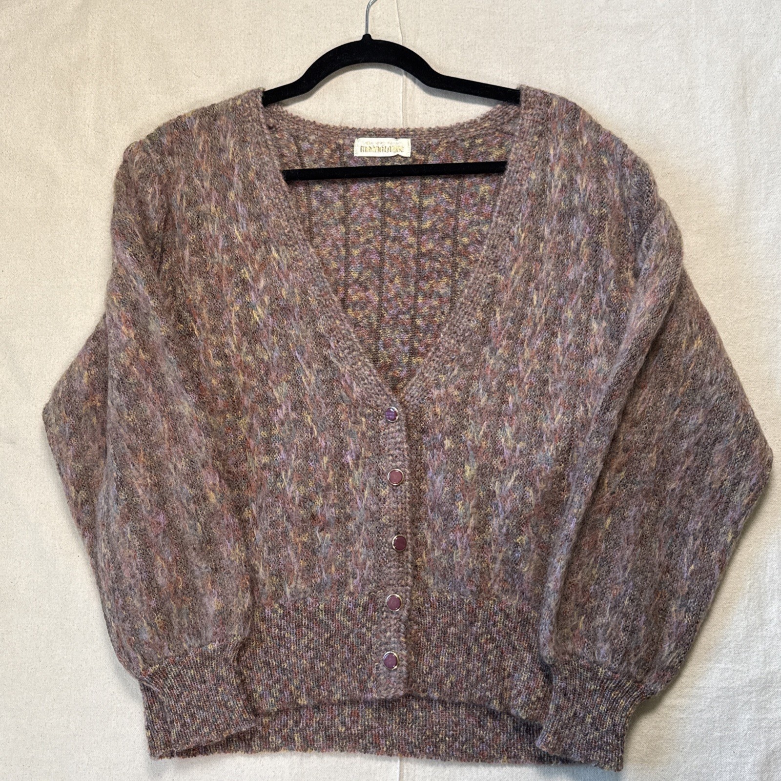 Vintage 80s Japanese Alpaca Blend Cardigan Sweater. MAGNA LAUDE