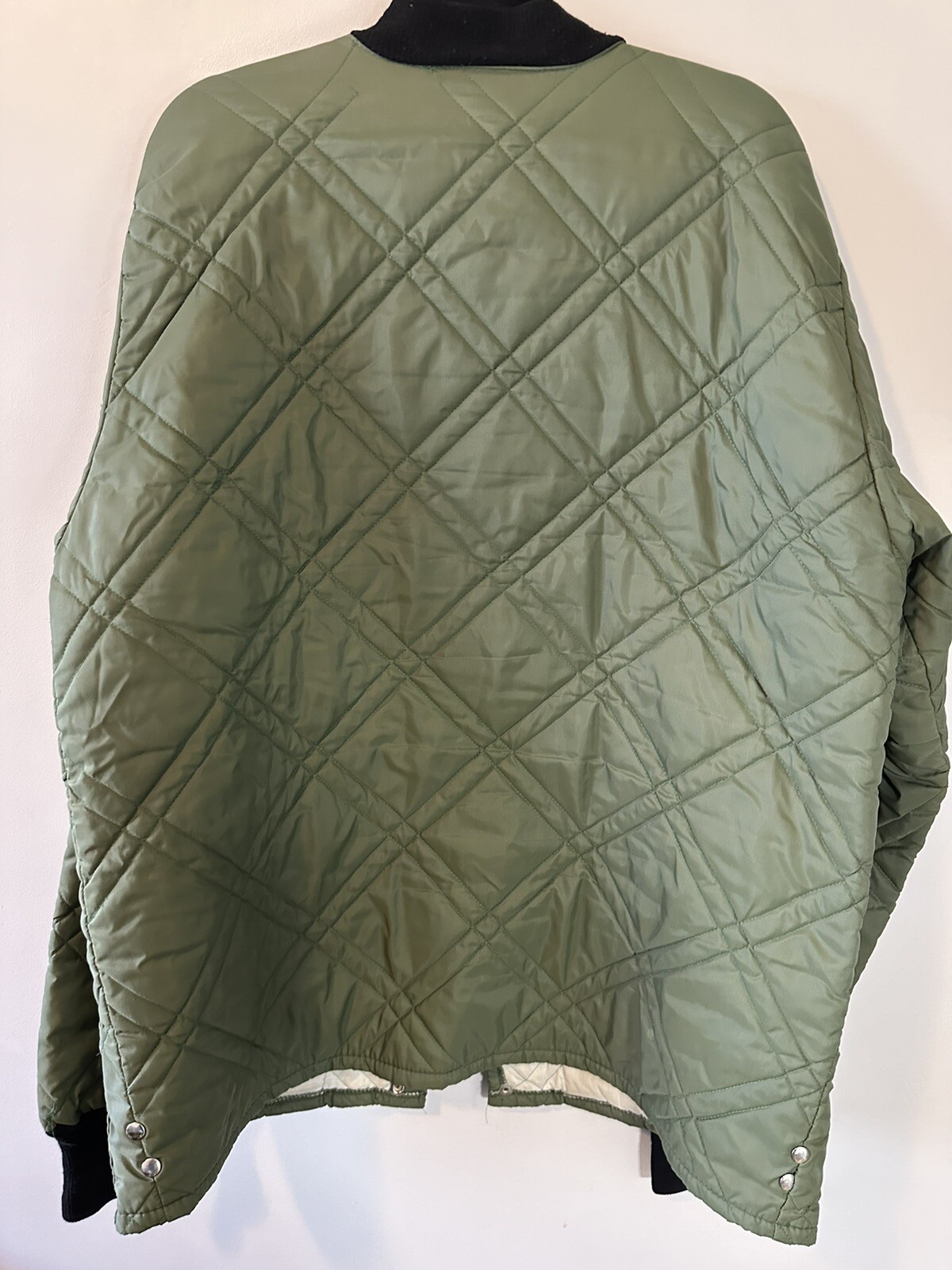 1960s JCPenny Quilted Bomber Chore Coat Olive Green Vintage XL Extra Tall