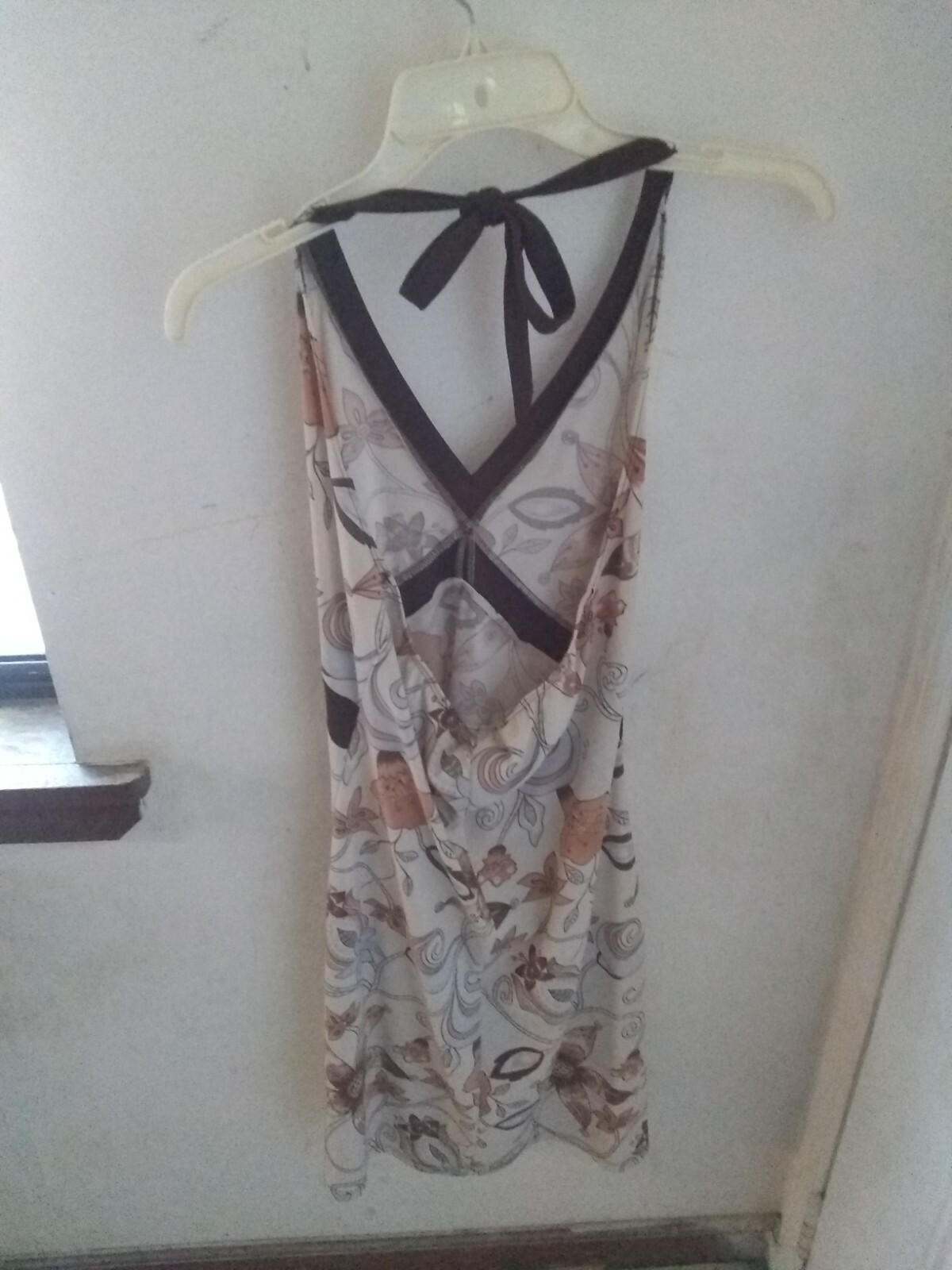 Vintage Rare 1970’s Rag Misses Size Medium Polyester Blend Beige Floral Sundress