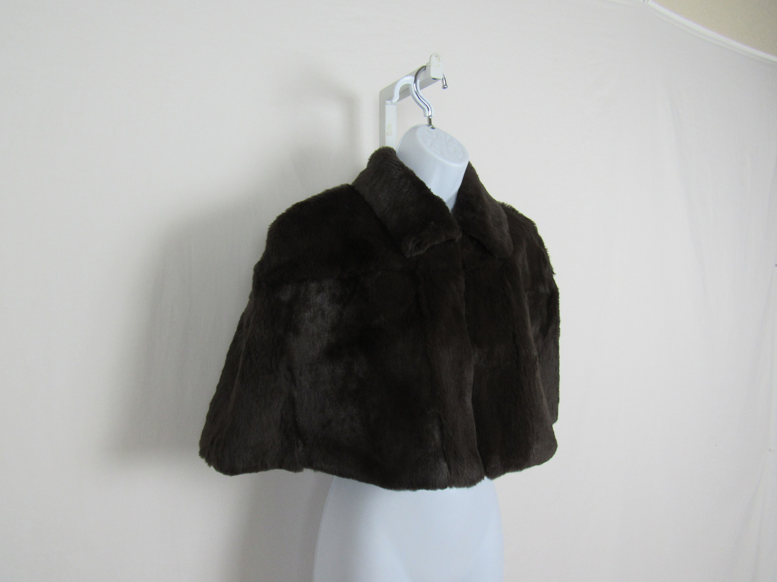VTG 1990 2000s? NYGARD COLLECTION ANGORA RABBIT FUR CAPE PETITE 10-12 DARK MOCHA