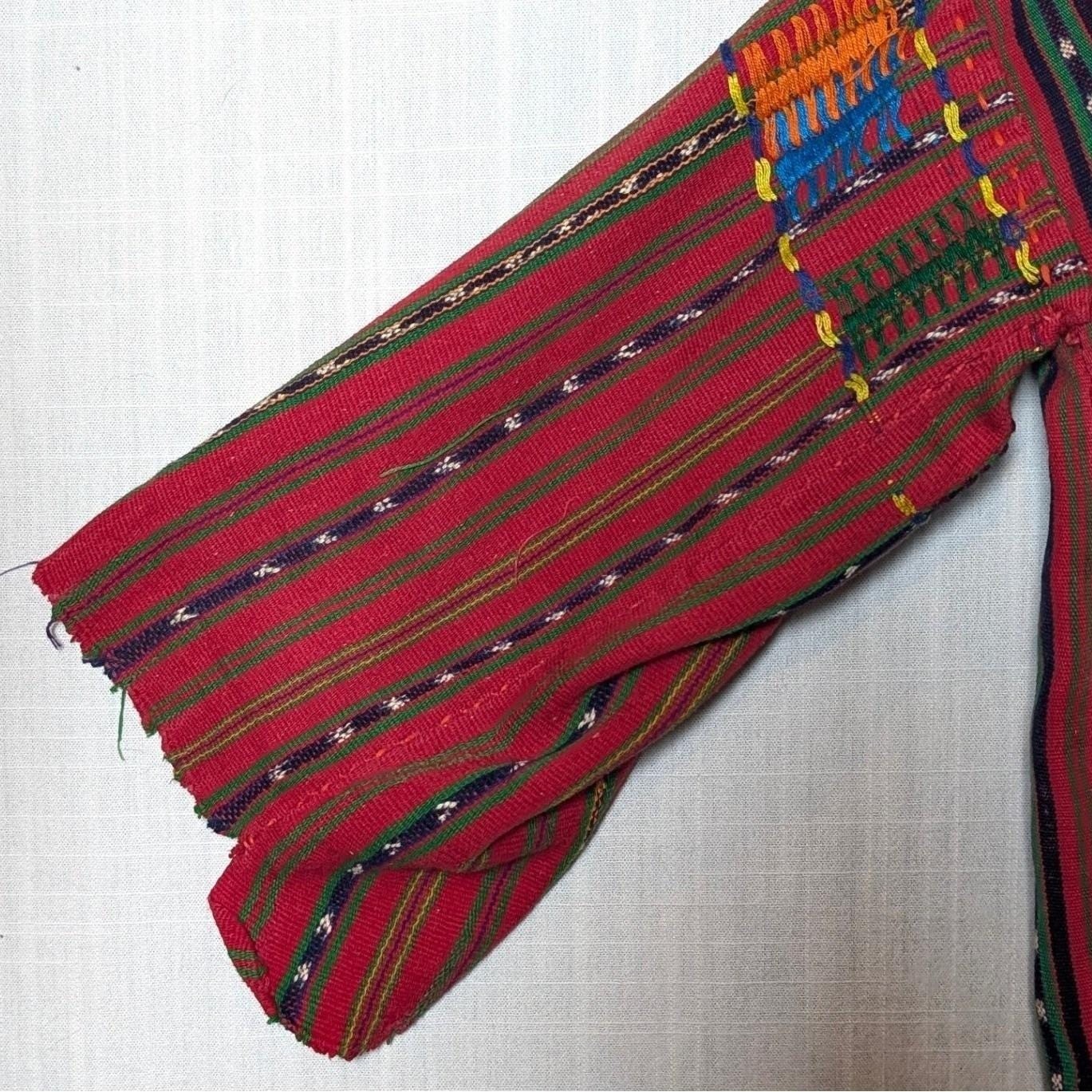 Vintage Guatemalan Solola Handwoven Colorful Embroidered Tunic Huipil Textile