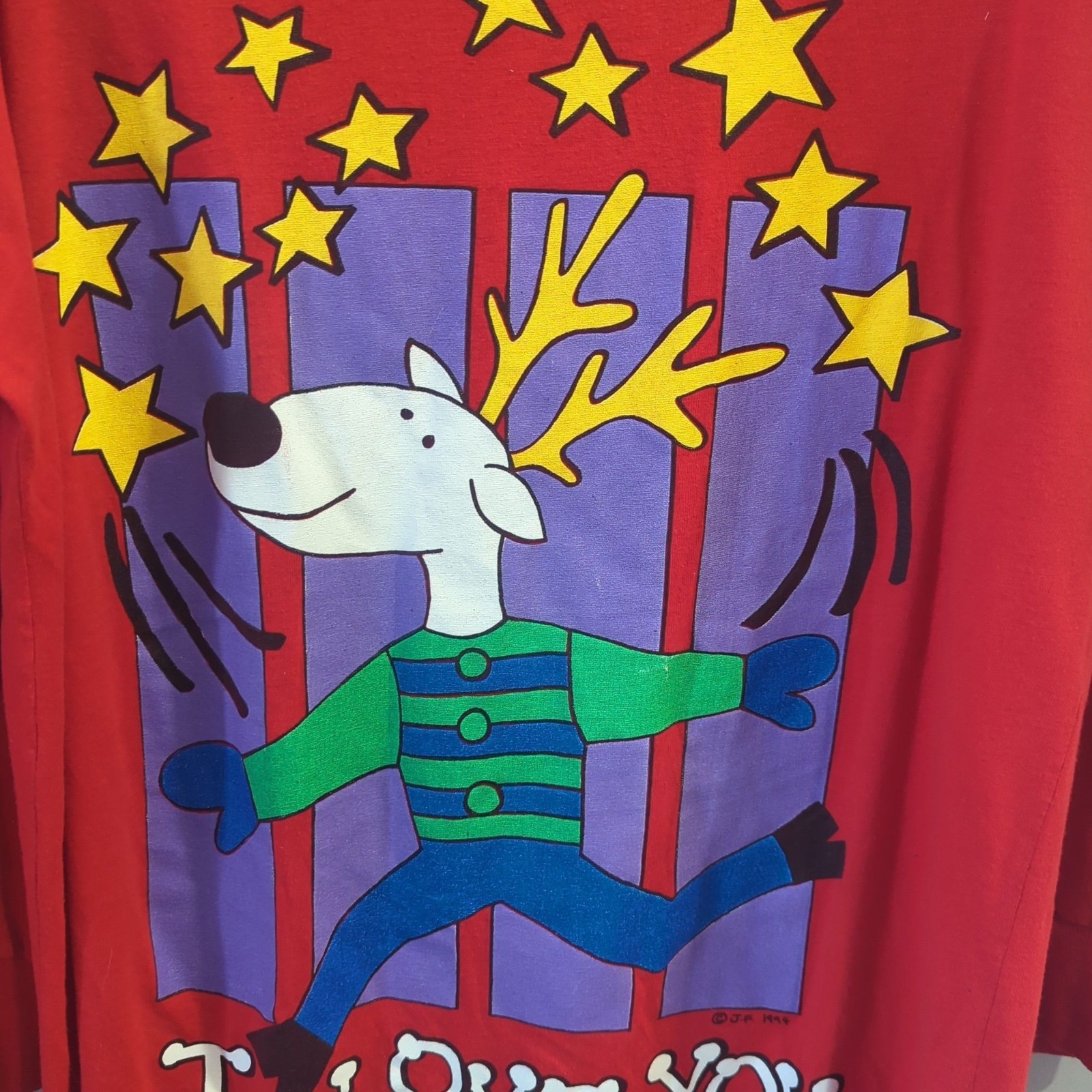 1994 VINTAGE. JF. Christmas Holiday I love you deerly. Sleep Shirt, Pajamas