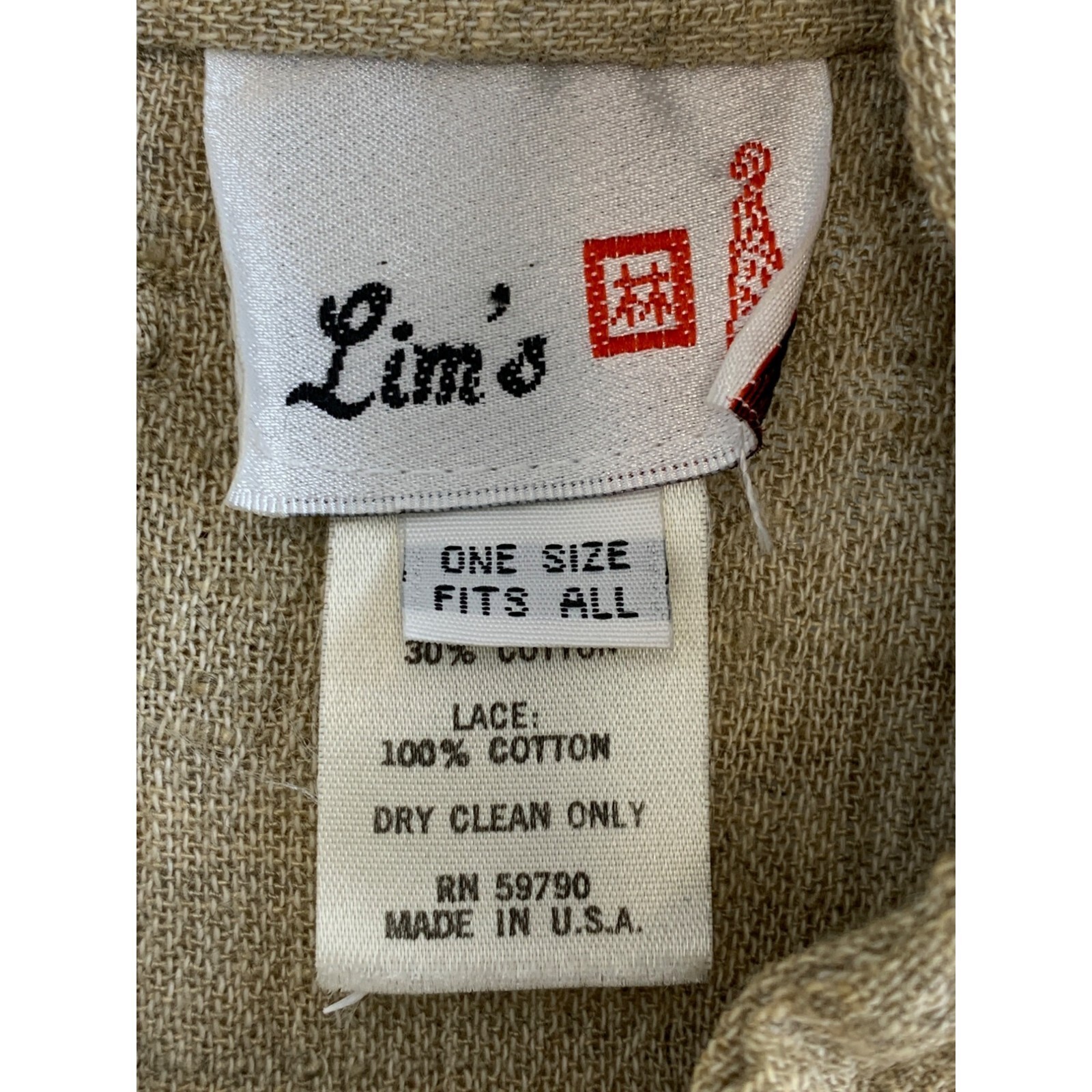 Rare Womens Lim’s VTG 3 Piece Crochet Linen Pant Suit GrannyCore M/L USA 7158