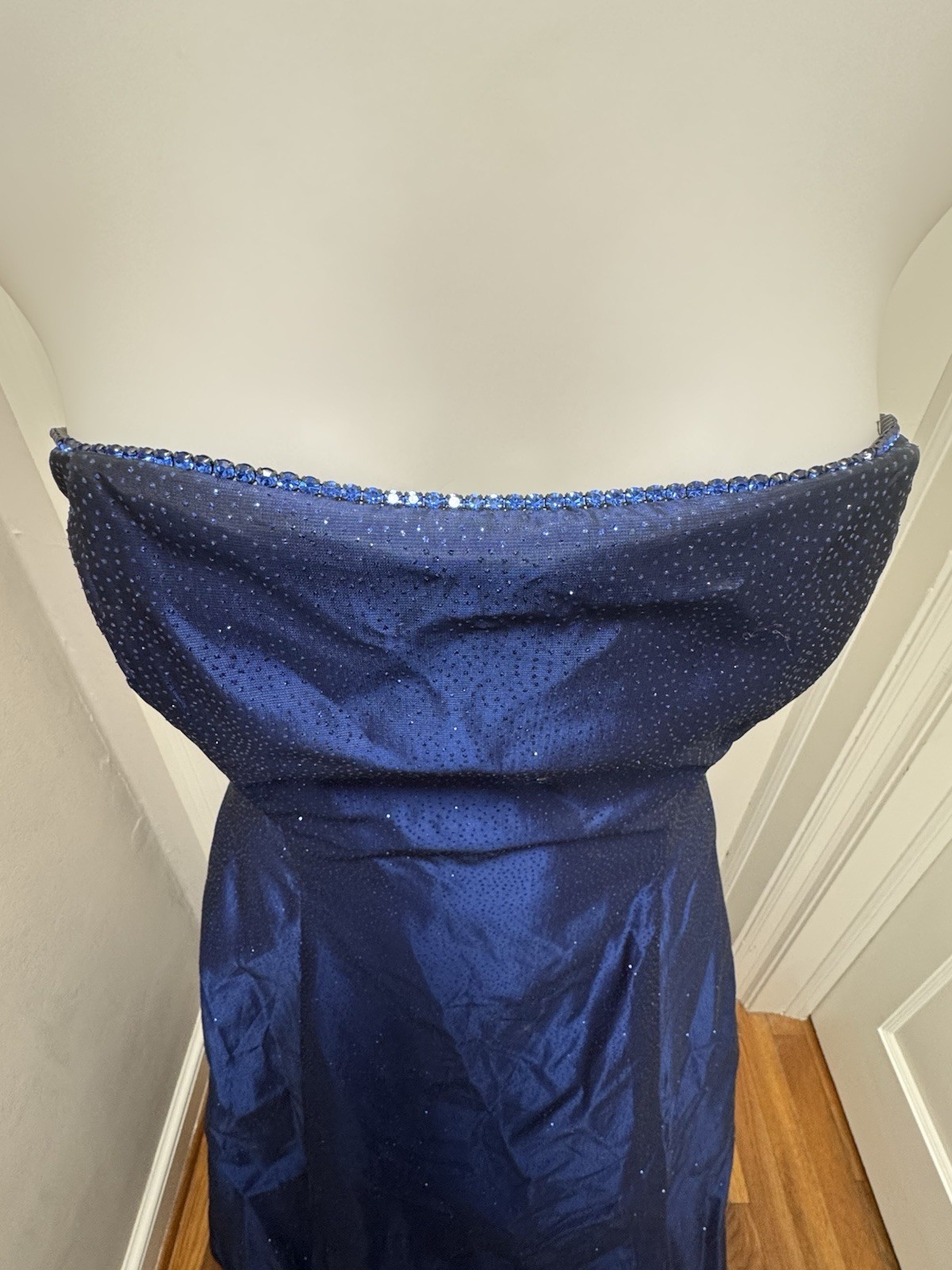 VTG Scott McClintock Blue Sparkle Strapless Gown Dress 12 Midnight Navy Prom