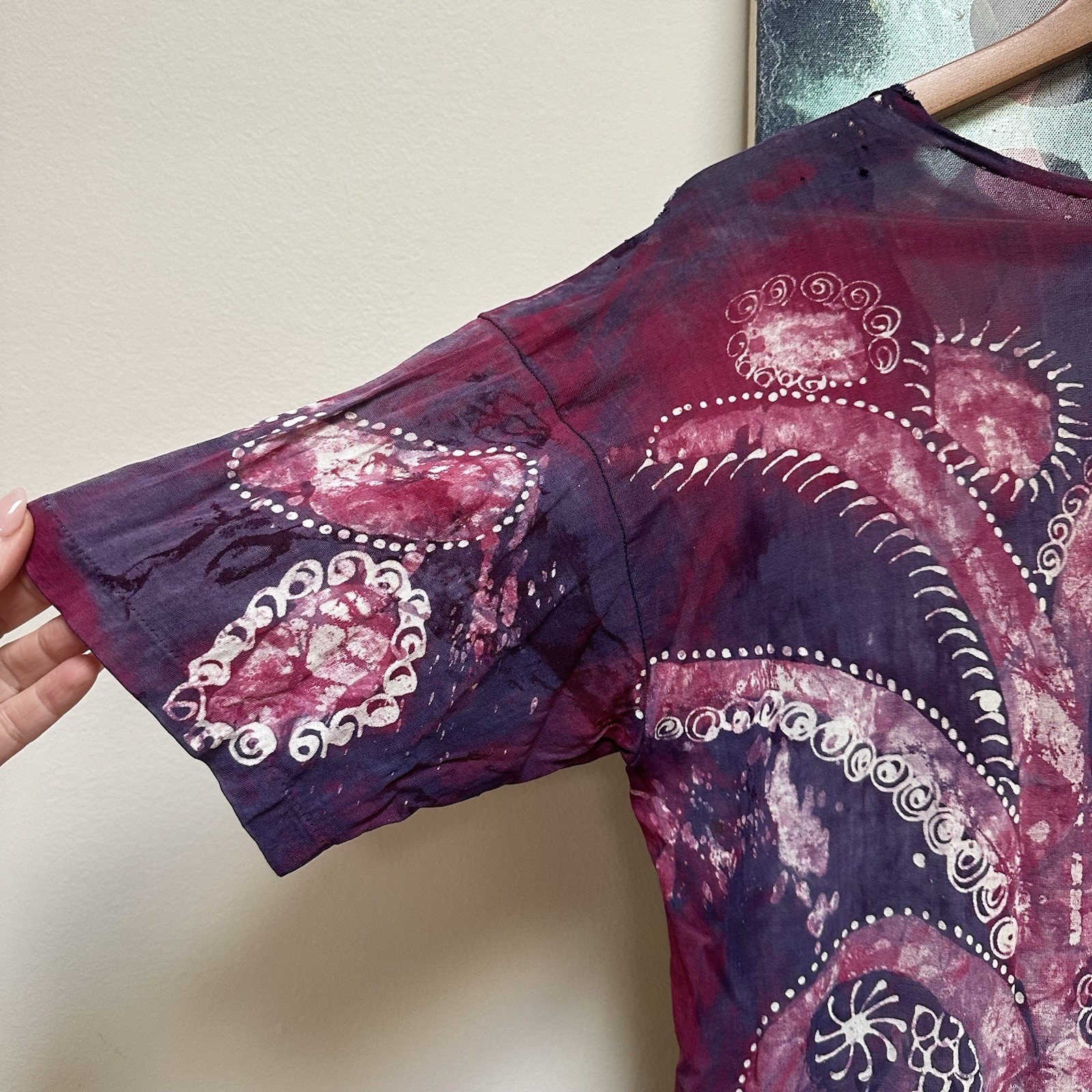 True Vintage 60s 70s hippie Batik Tie Dye Shirt