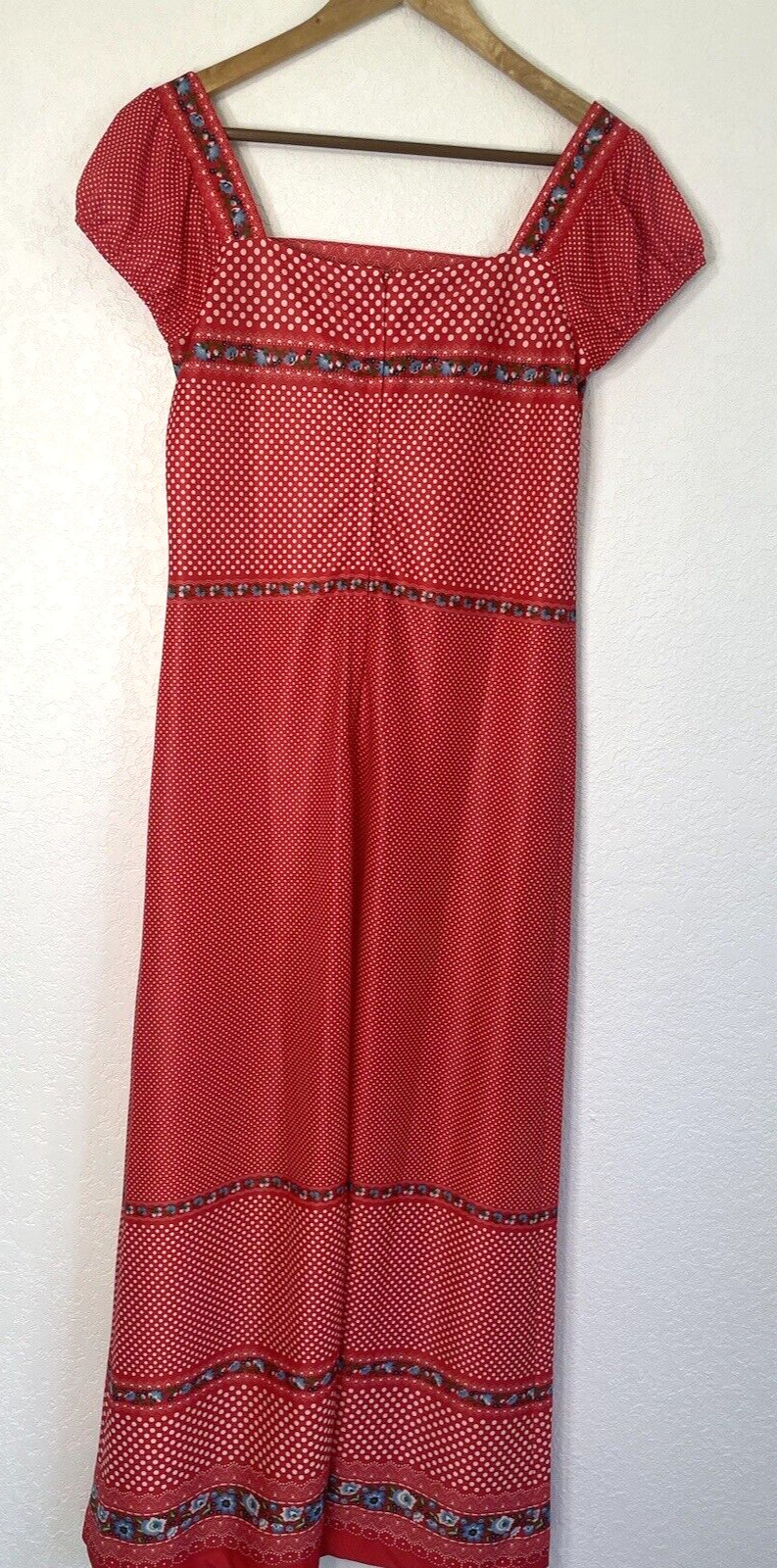 Vintage Ja-Na of Hawaii Women’s RED Floral Dress Maxi Long Polka Dot SIZE 9 Jana