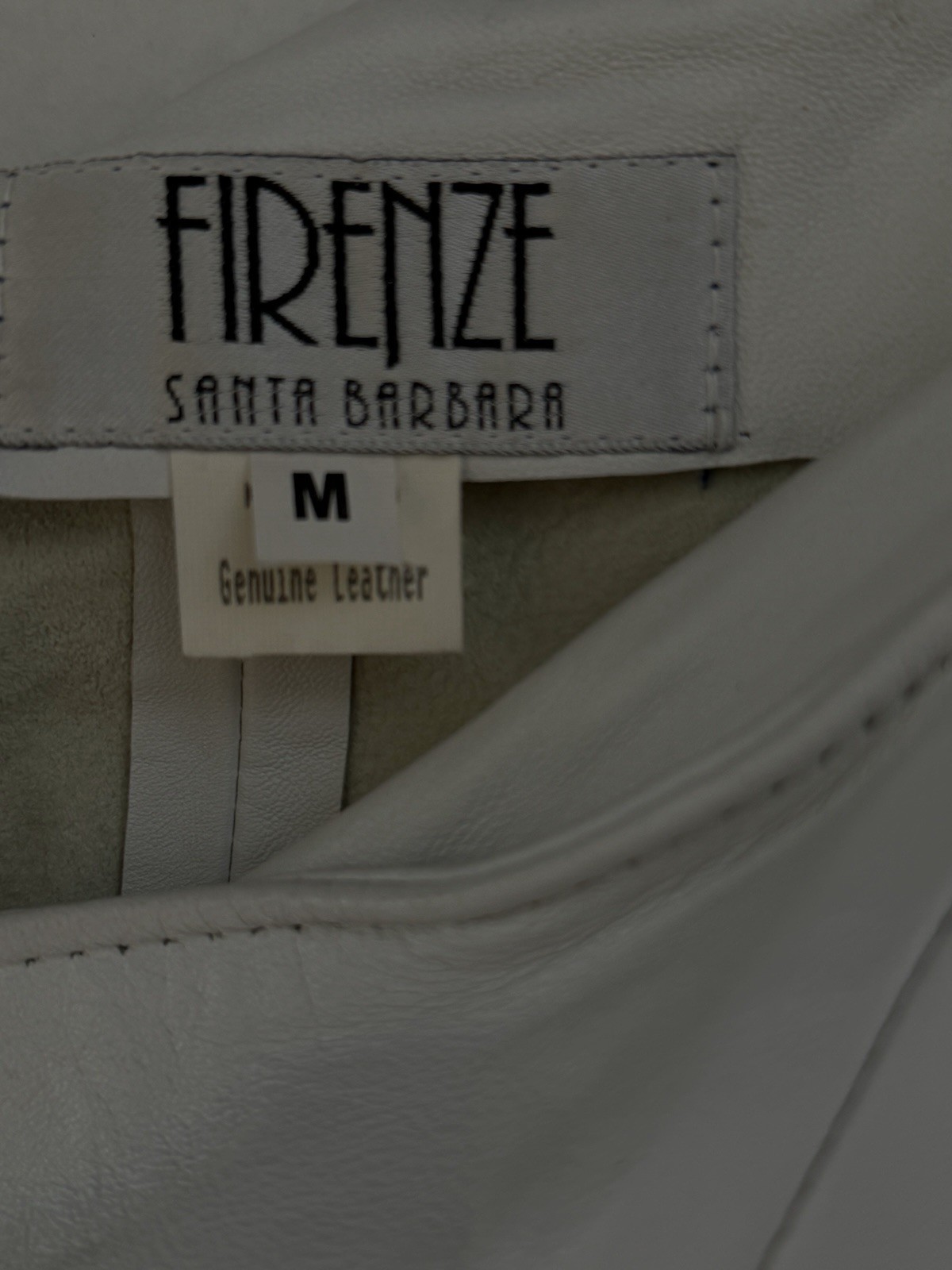 Vintage Firenze Made In Italy Ivory Genuine Leather Off Shoulder Dress Medium
