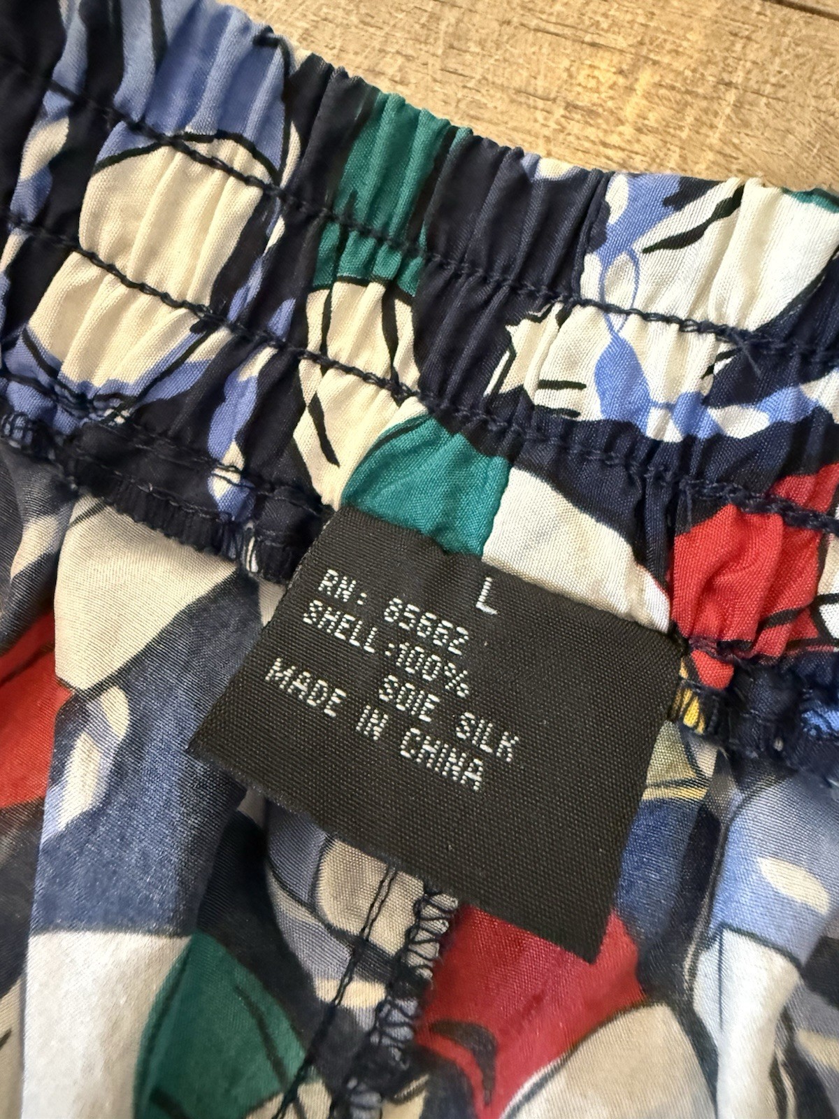Vintage Silk Nautical Lifebuoy Print Shorts – Navy red Multicolor novelty Large