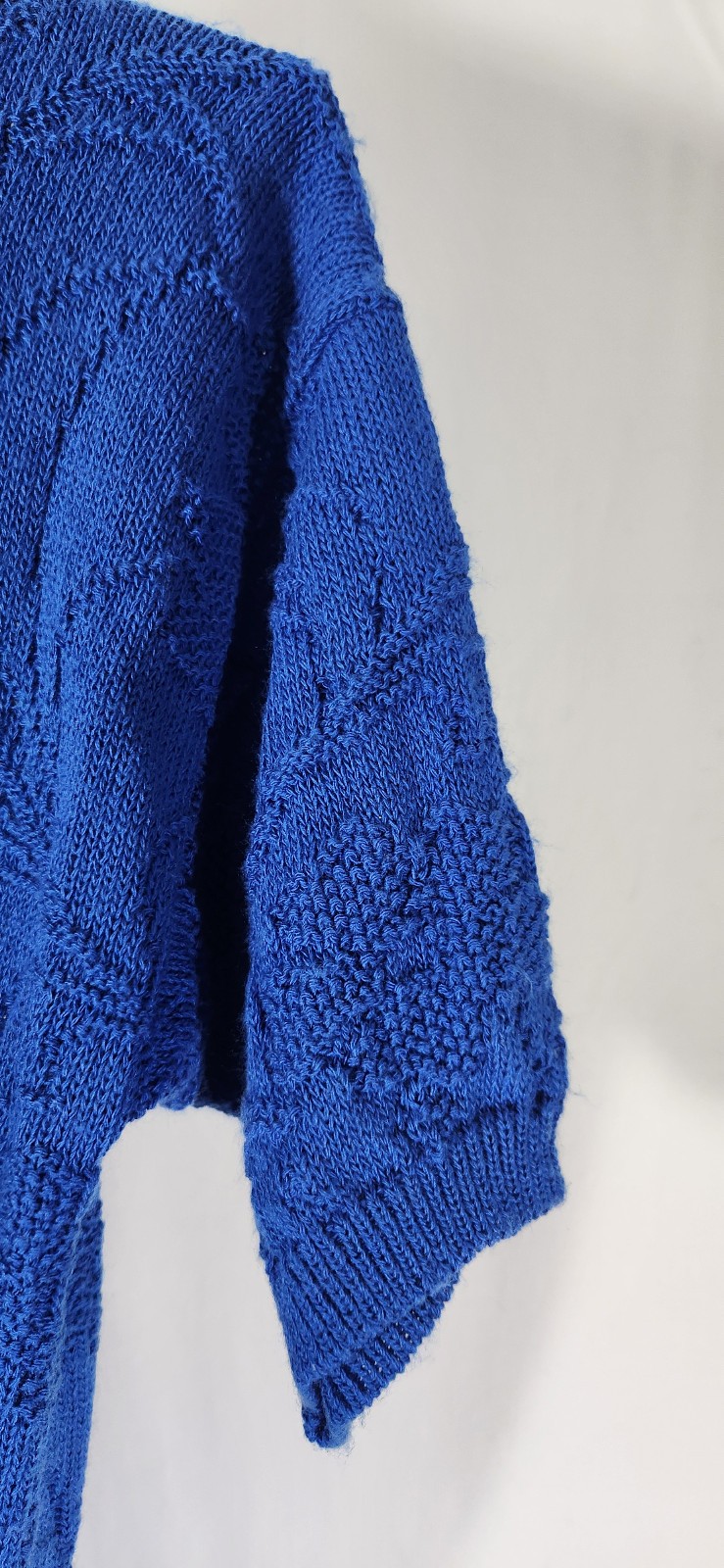 Vintage Cobalt Blue Knit Floral Sweater Alicia Cotton SZ SM