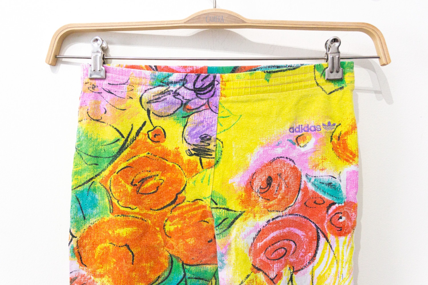 Vintage Adidas Originals 36 Cycling Shorts 90s Floral Yellow Floral Retro Adicolor