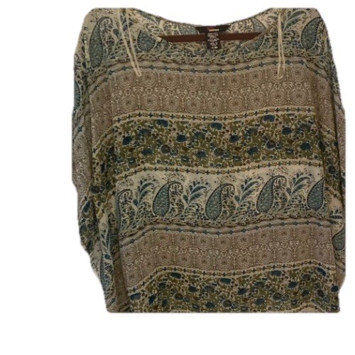 Women’s 1955 Vintage Paisley Tunic Size XL Brown Green Retro Bohemian Top
