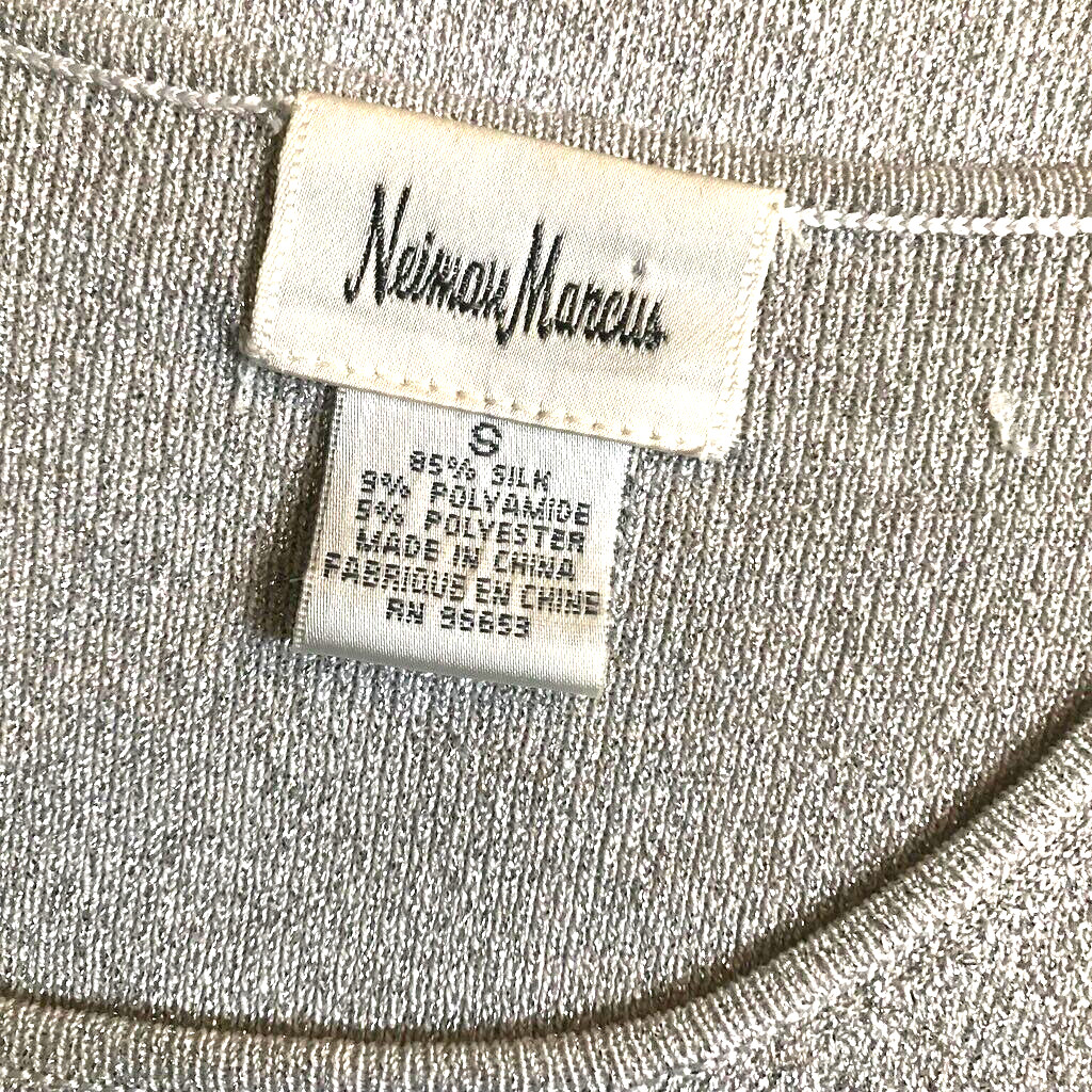 Vintage 90s Neiman Marcus Metallic Silver Twinset Cardigan Shell Women’s S