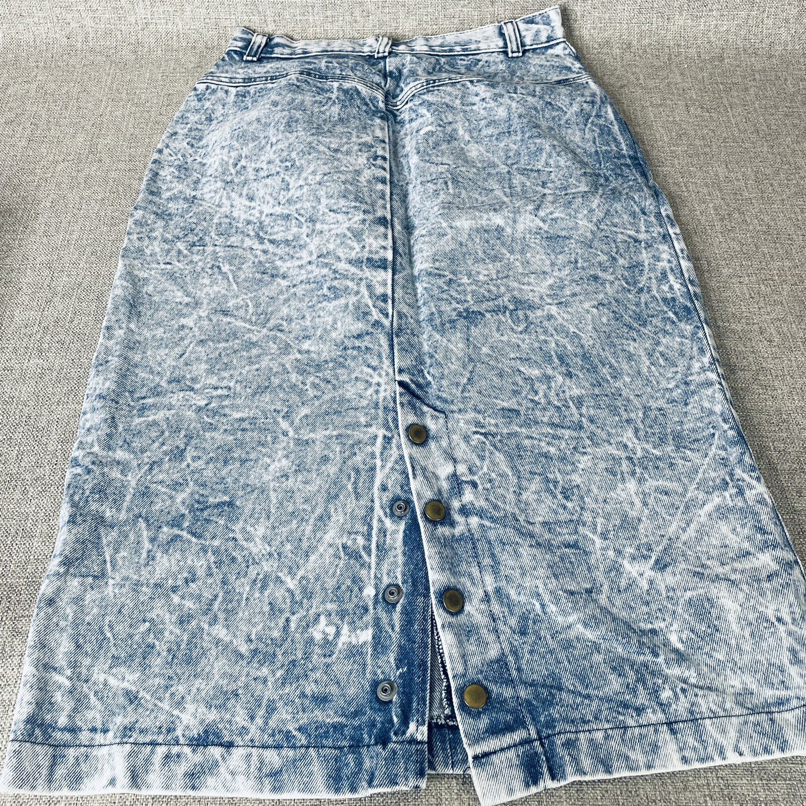 Carlyle Vintage Acid Wash Blue Jean Denim Skirt 3/4 Button Down Vintage 13