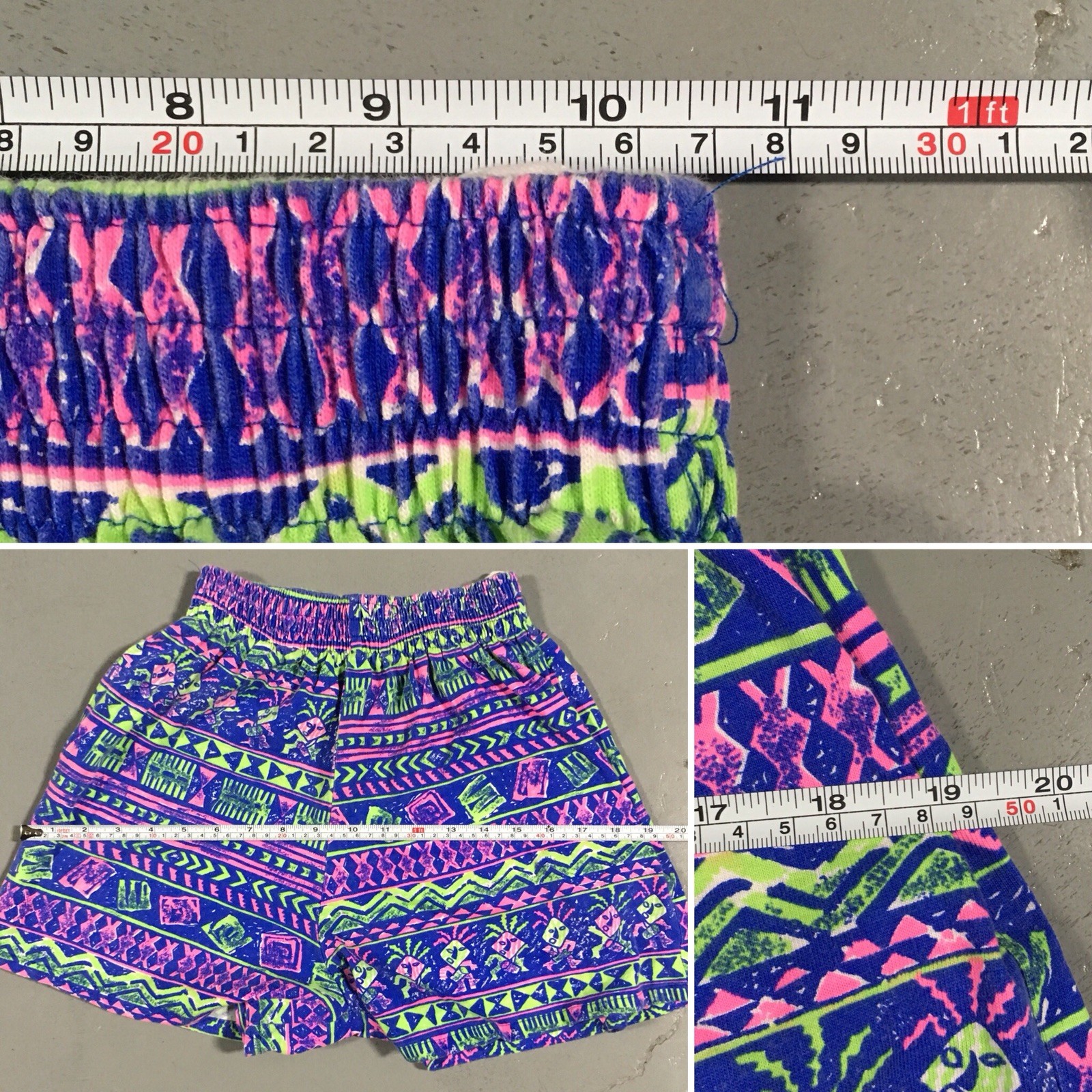 Vintage Meta Sport Shorts & Crop Top 80s Neon Geometric 1980s Size L runs small