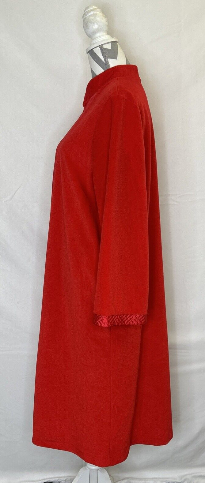 Vintage Vanity Fair Velour Zip House Coat / Robe Size Lg Red Quilted Detail