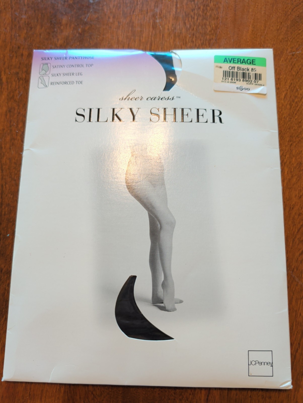 JCPenney Sheet Caress Silky Sheer Off Black 89 Average Control Top PANTYHOSE