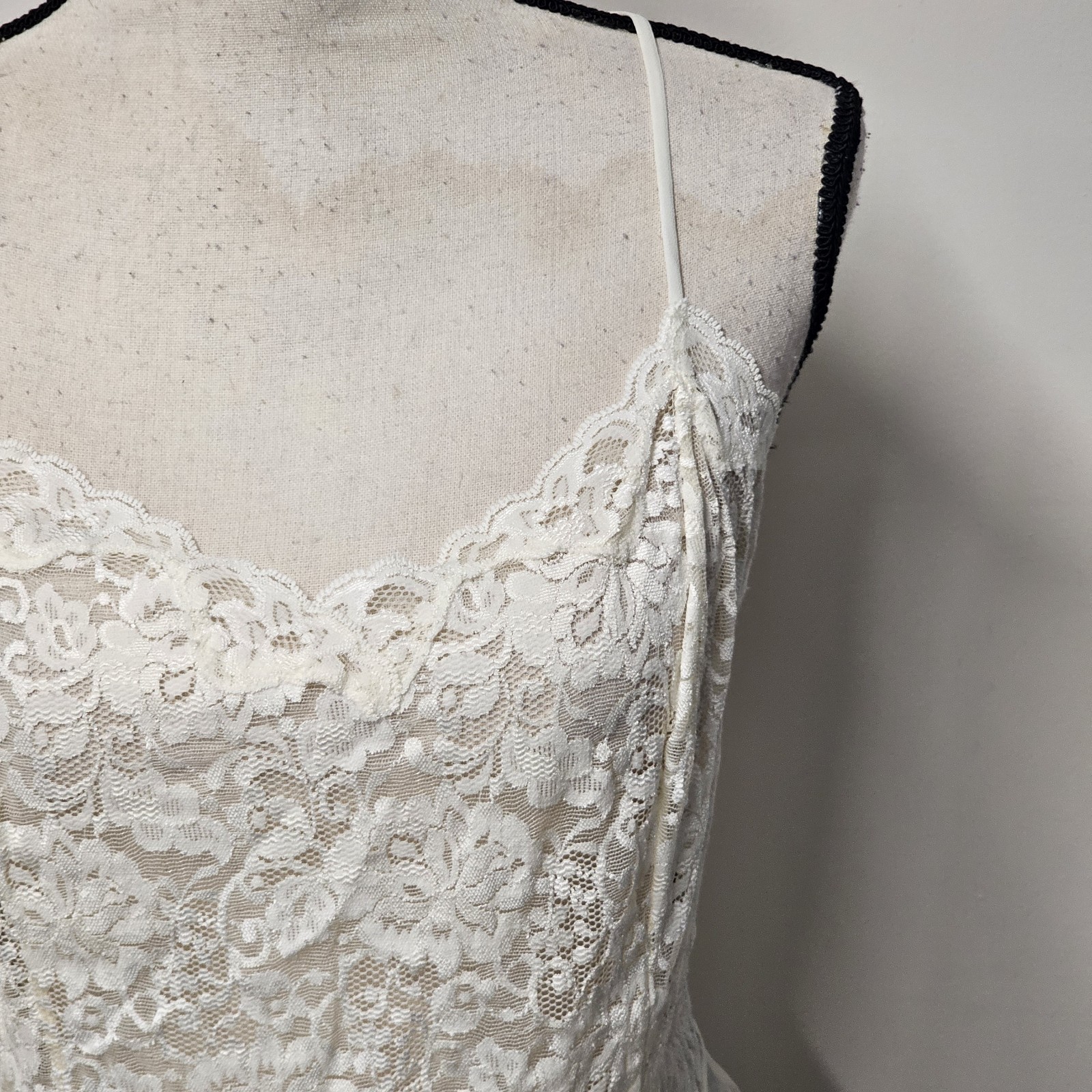 VTG 90’s Lingerie White Playsuit Med Lace Sheer Romper Coquette Teddy Balletcore