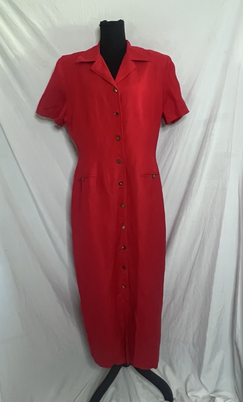 Iconic 90s Vintage Positive Attitude Button Front Shirt Dress Linen/Rayon Sz 14