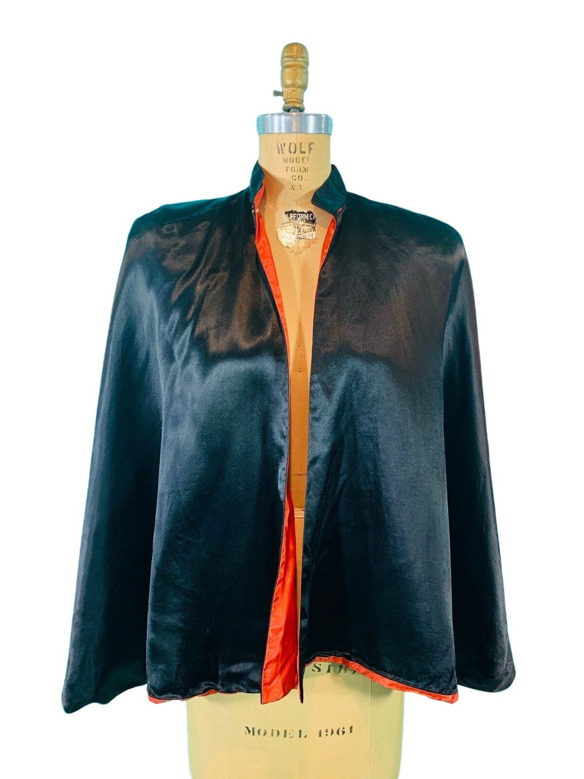 Vintage 1930s Satin Cape Julius Garfinckel & Co Black Evening Jacket Glamorous