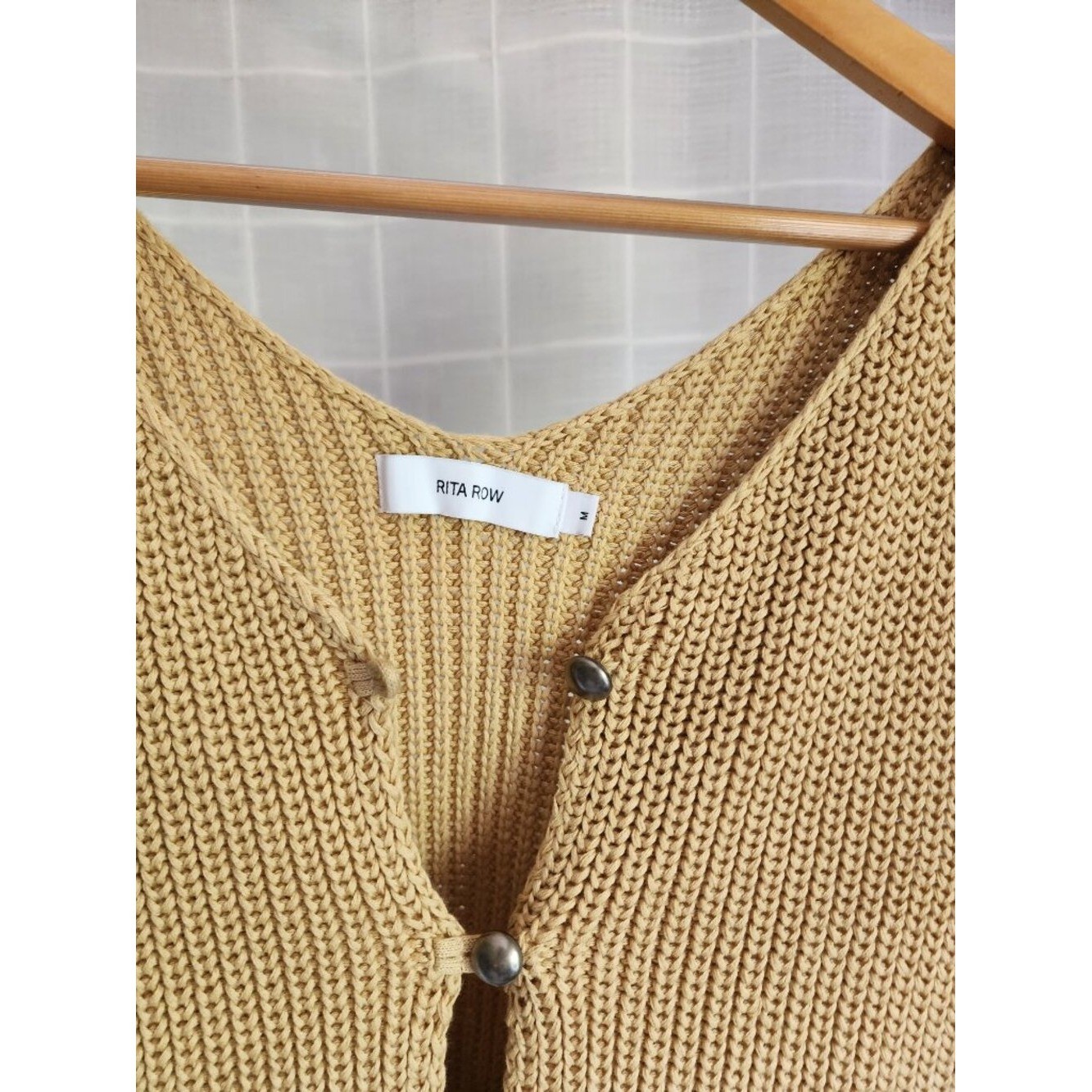 RITA ROW Chunky Knit Button Front Sweater Vest Mustard Yellow Size M