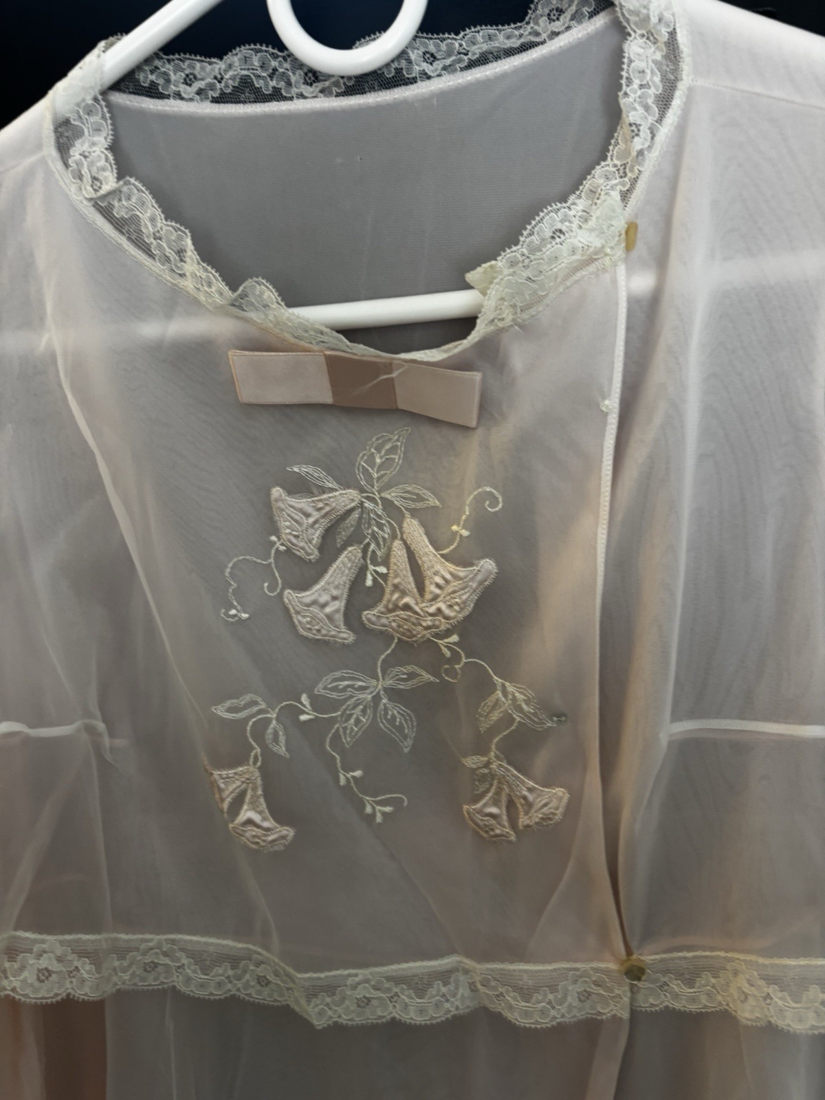 LAROS VTG WEDDING BELL PINK NIGHTGOWN, ROBE PEIGNOIR NEGLIGENCE Size S