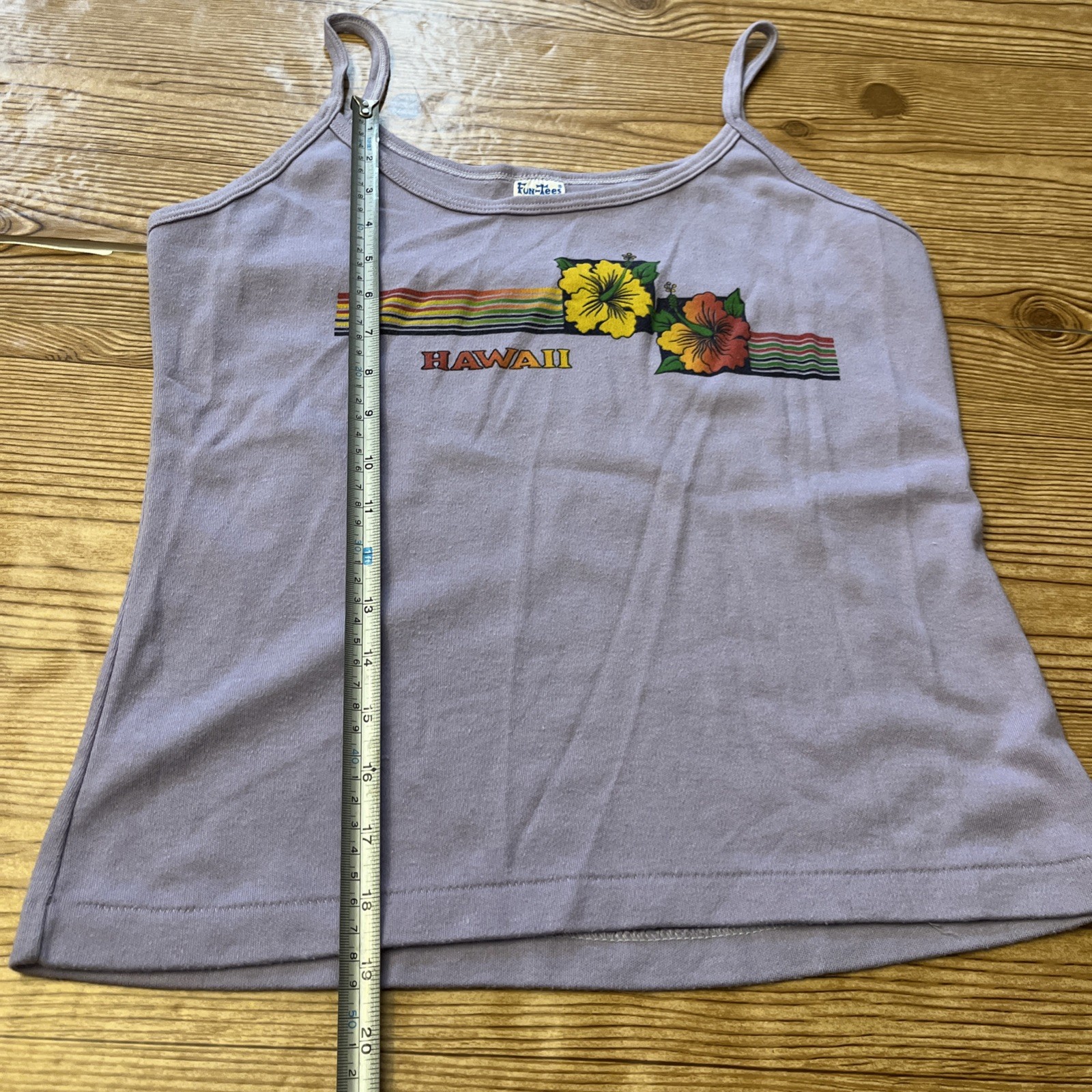 Vintage 80s Fun-Tees Hawaii Floral Blossom Women’s Tank Top T Shirt Size XL