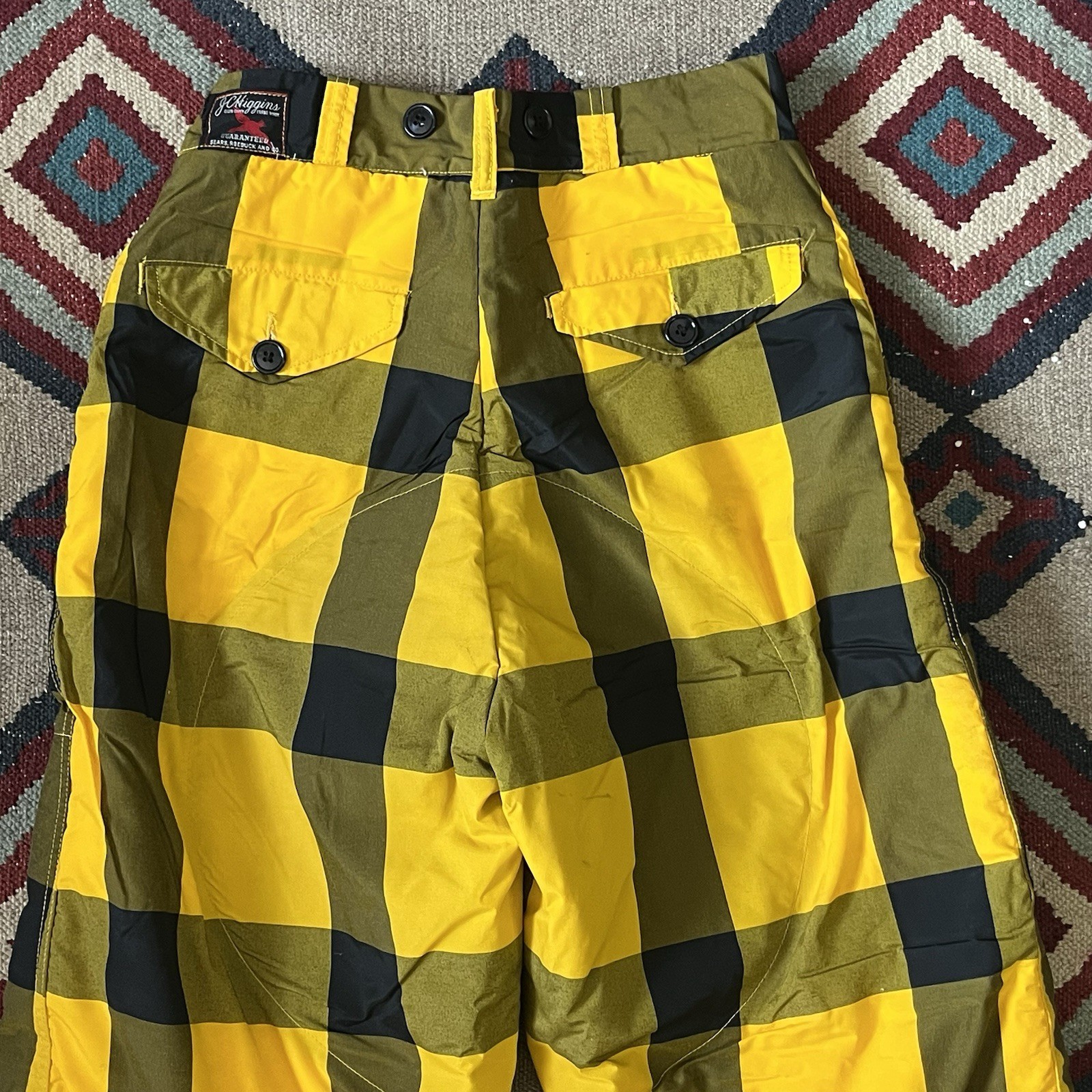 Vintage 50s JC Higgins Snow Winter Ski Pants Women’s 27×32 Yellow/Black Plaid