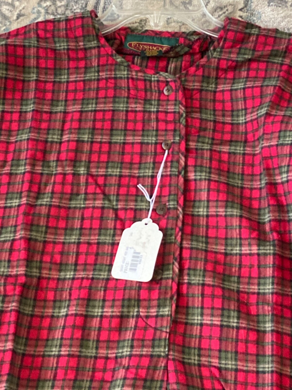 New Vintage Flyshacker Clothing Co Flannel Sleep Shirt Red Tartan Plaid S