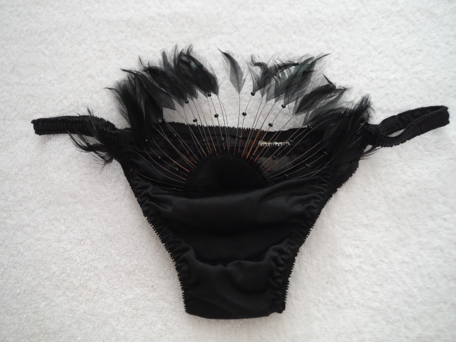 DARLING BODY FASHIONS Super Rare/Amazing VTG 70s Lingerie/Costume Set Feathers S