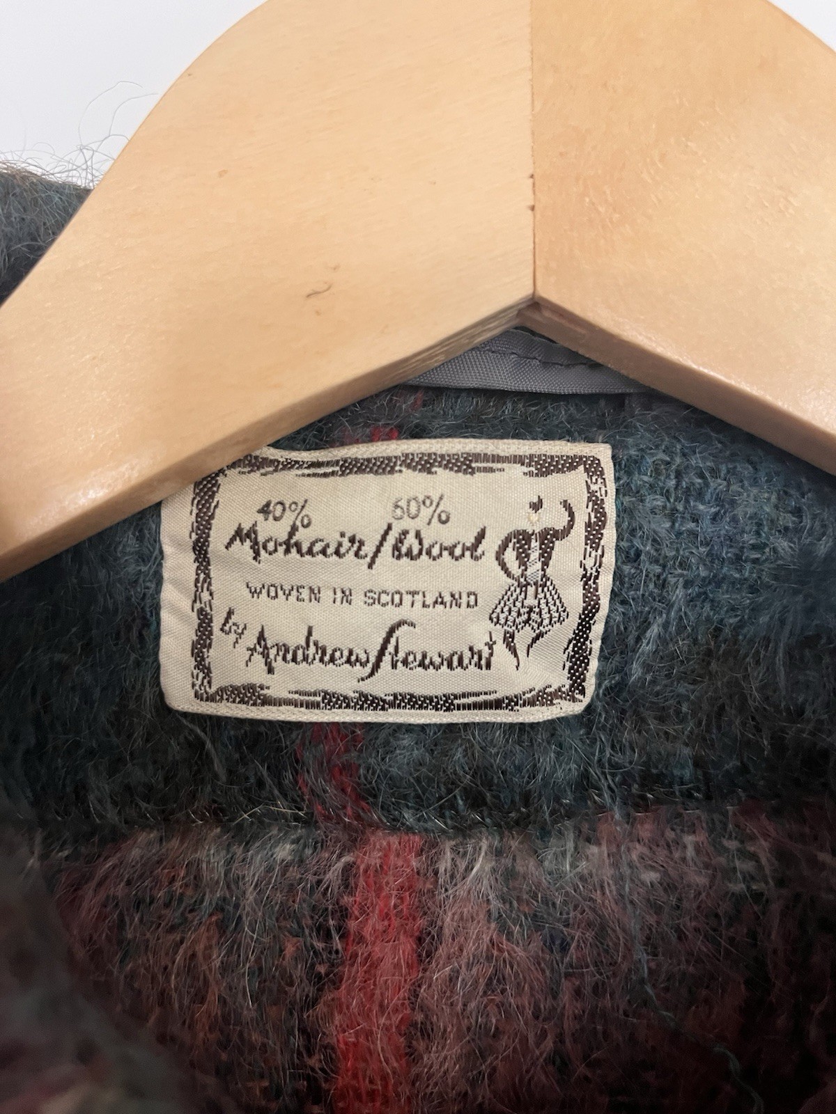 Andrew Stewart Vintage Cape Poncho in Wool & Mohair Woven in Scotland Plaid 319