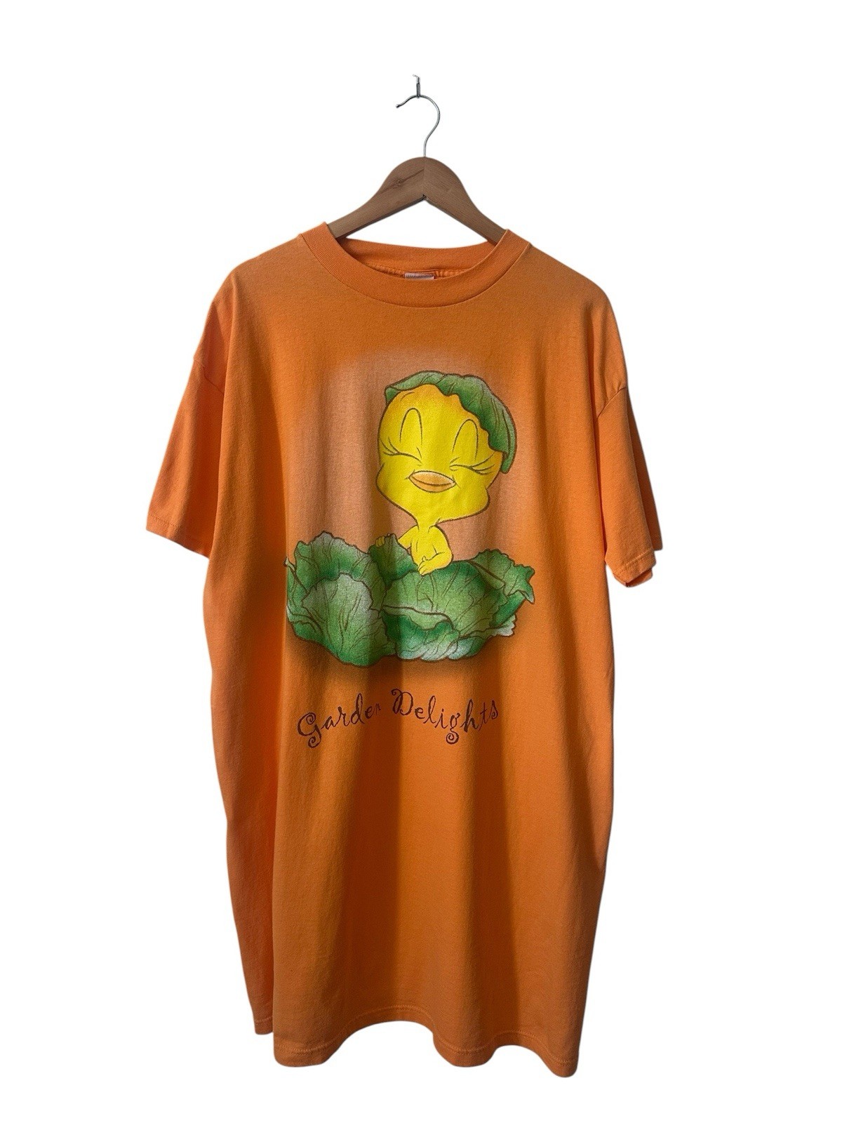 Vintage Tweety Bird Night Shirt Orange 90’s Garden Delight