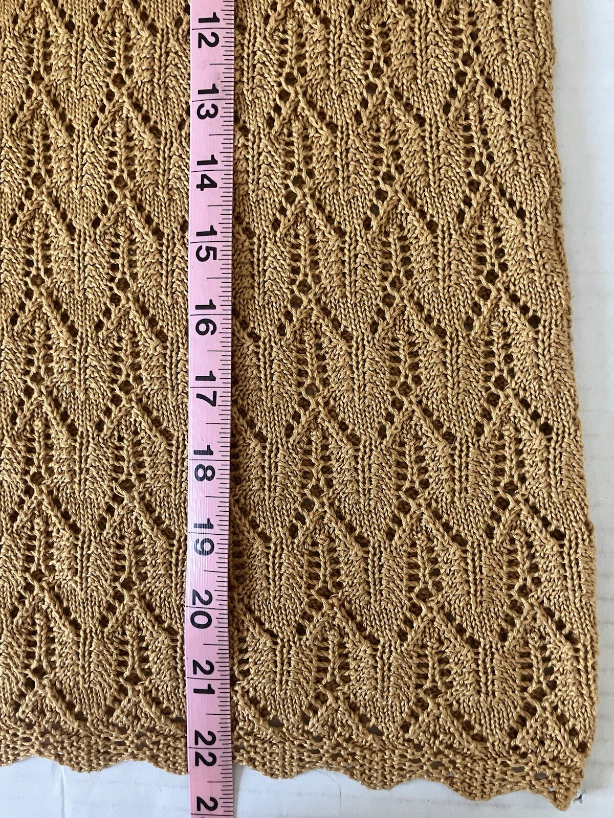 Sportempos Open Knit Sweater Women’s Medium Gold 1/4 Zip Back Sleeveless Vintage
