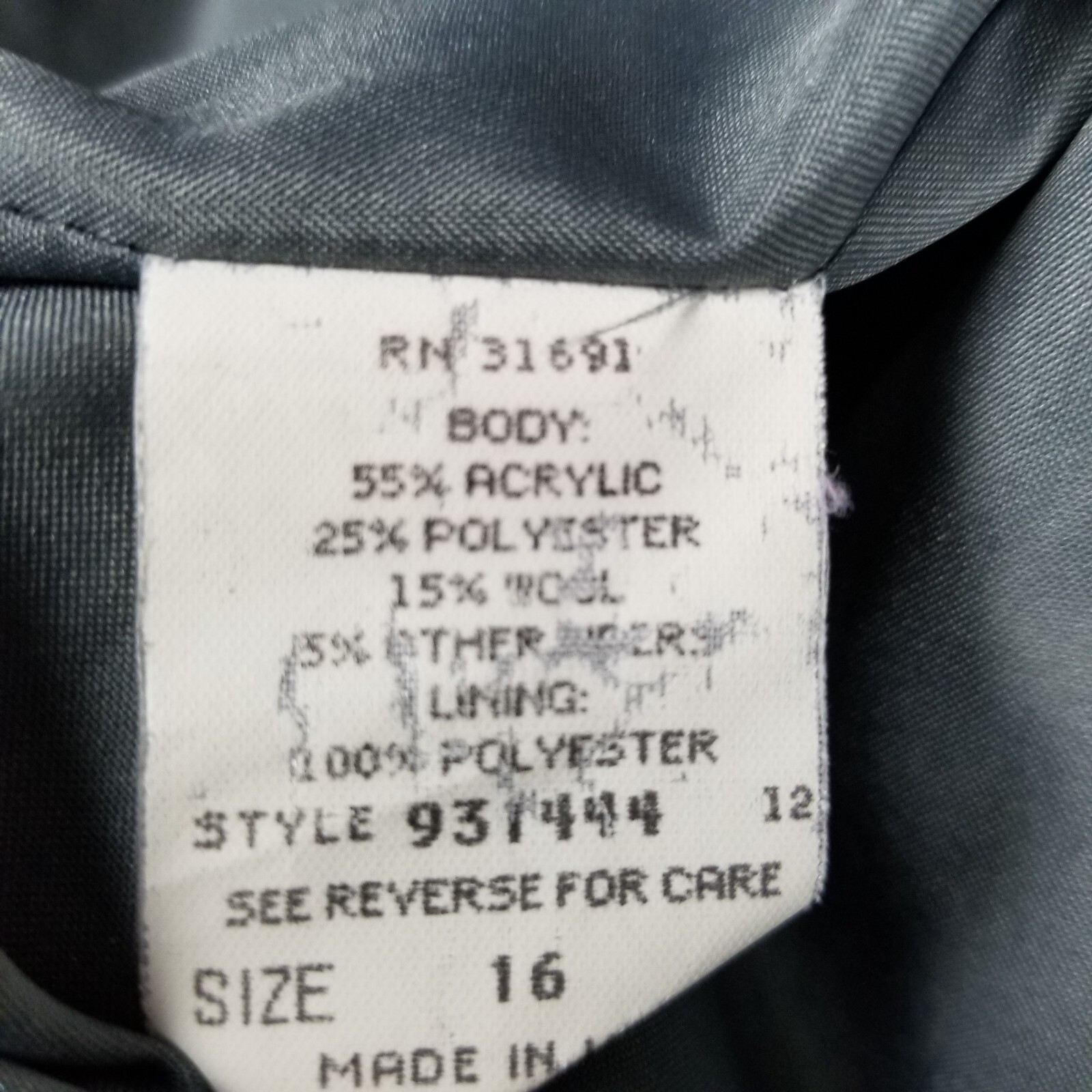 Vintage Xtrovert Blazer Jacket Size 16 Blue Gray & Purple Plaid Wool Blend