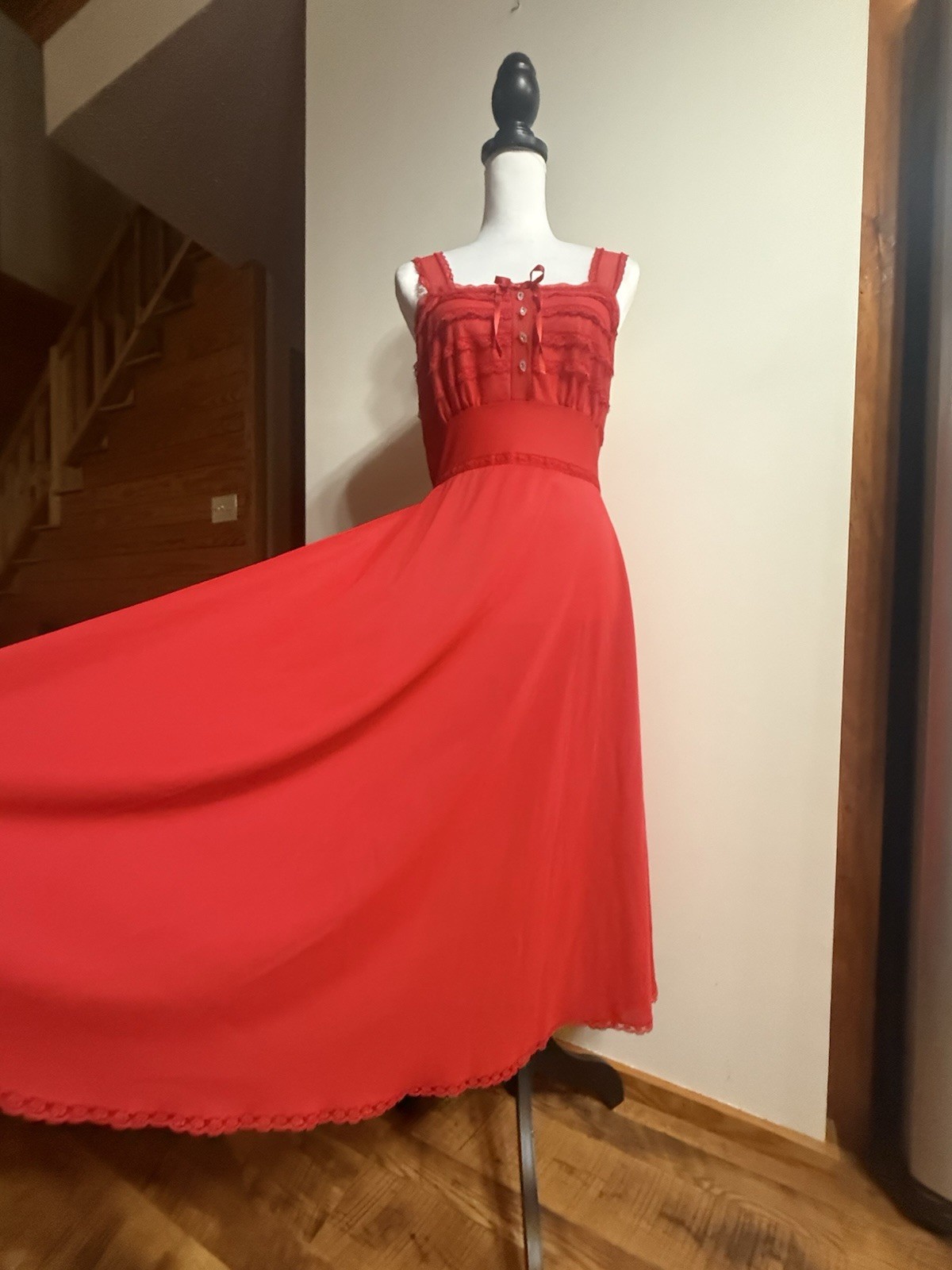 Vintage 50s 60s Henson Kickernick Frilly Pin Up Lace Slip Dress M 36 Rockabilly