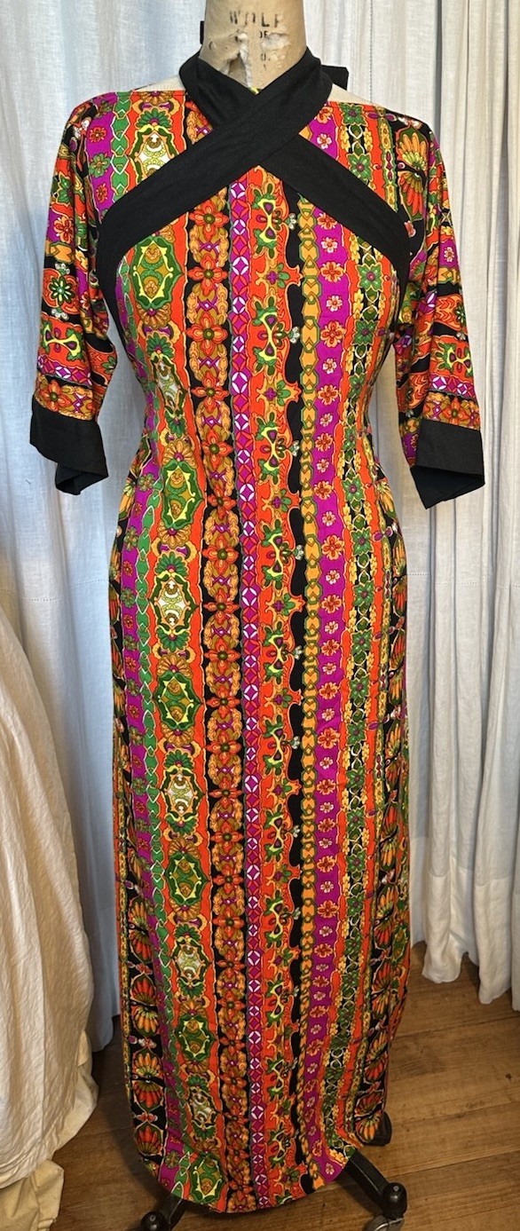 Mod Vintage Colorful Womens Long Dress Sz XS-S Pre-owned