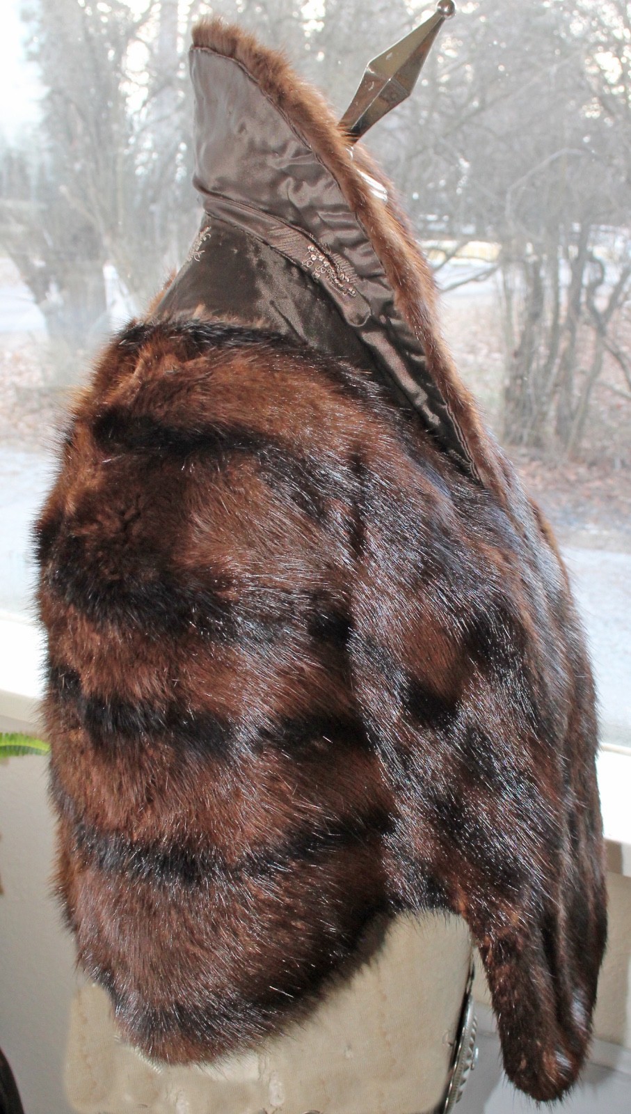 Vintage Sable Fur Shawl Stole Collar Jacket w Pockets Furrier Spokane WA Lined