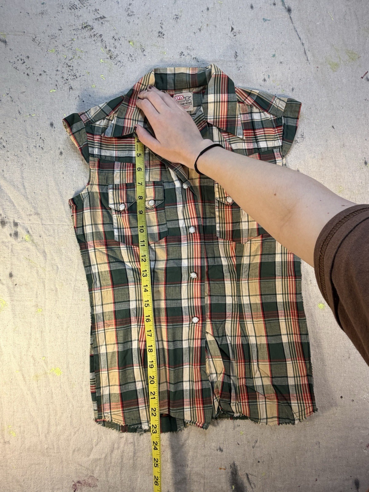 Vintage 1950s Short Horn Levi’s Western Ranch Wear Short Sleeve Plaid Top