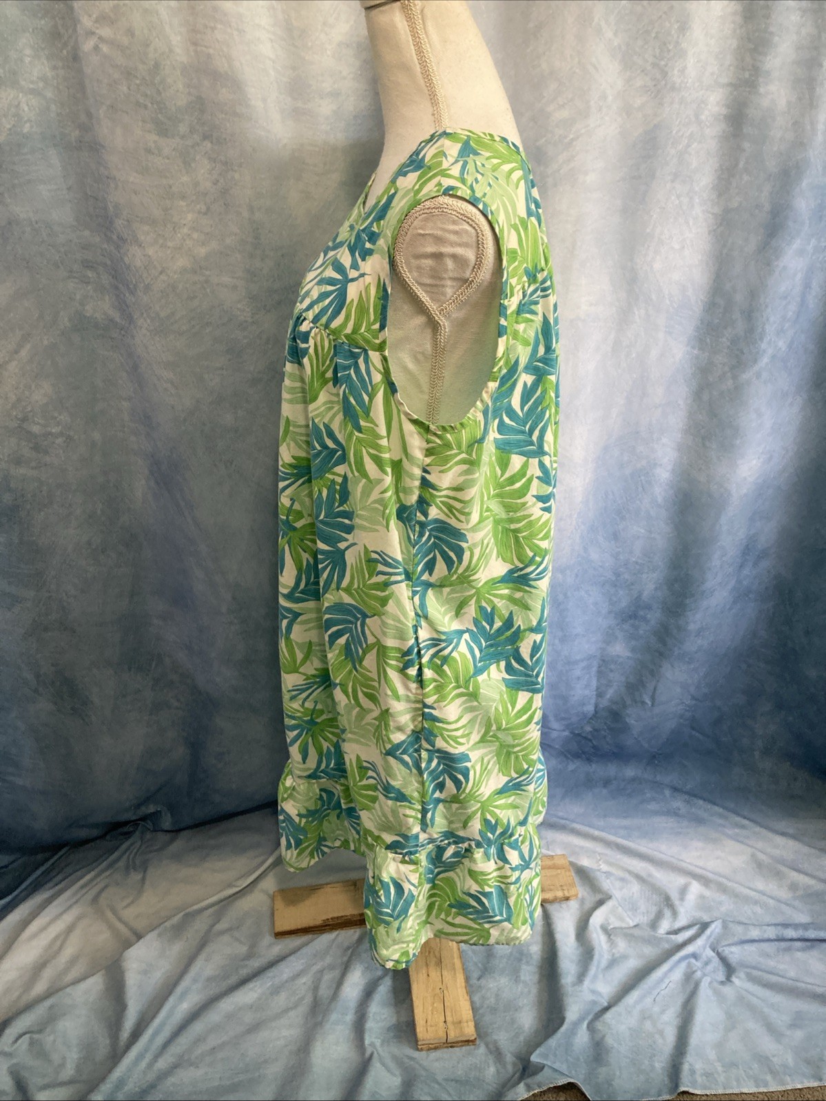 Vtg 90s Y2K Anthony Richards Muumuu House Dress 1X Plus Palm Leaf Lounge Summer