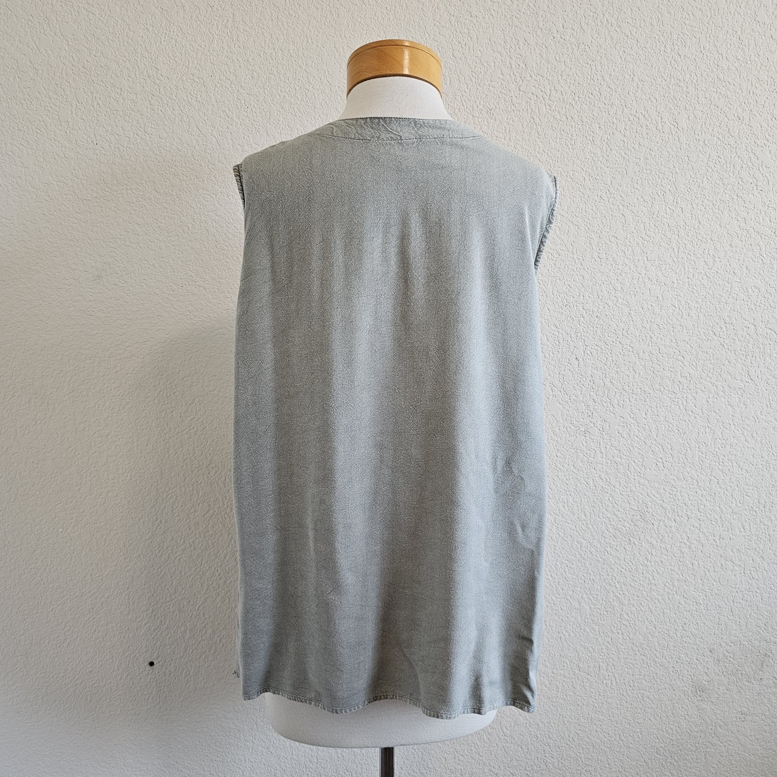 Vintage Select Embroidered Button Front Vest Boho Grunge Rayon Shirt Top 2X