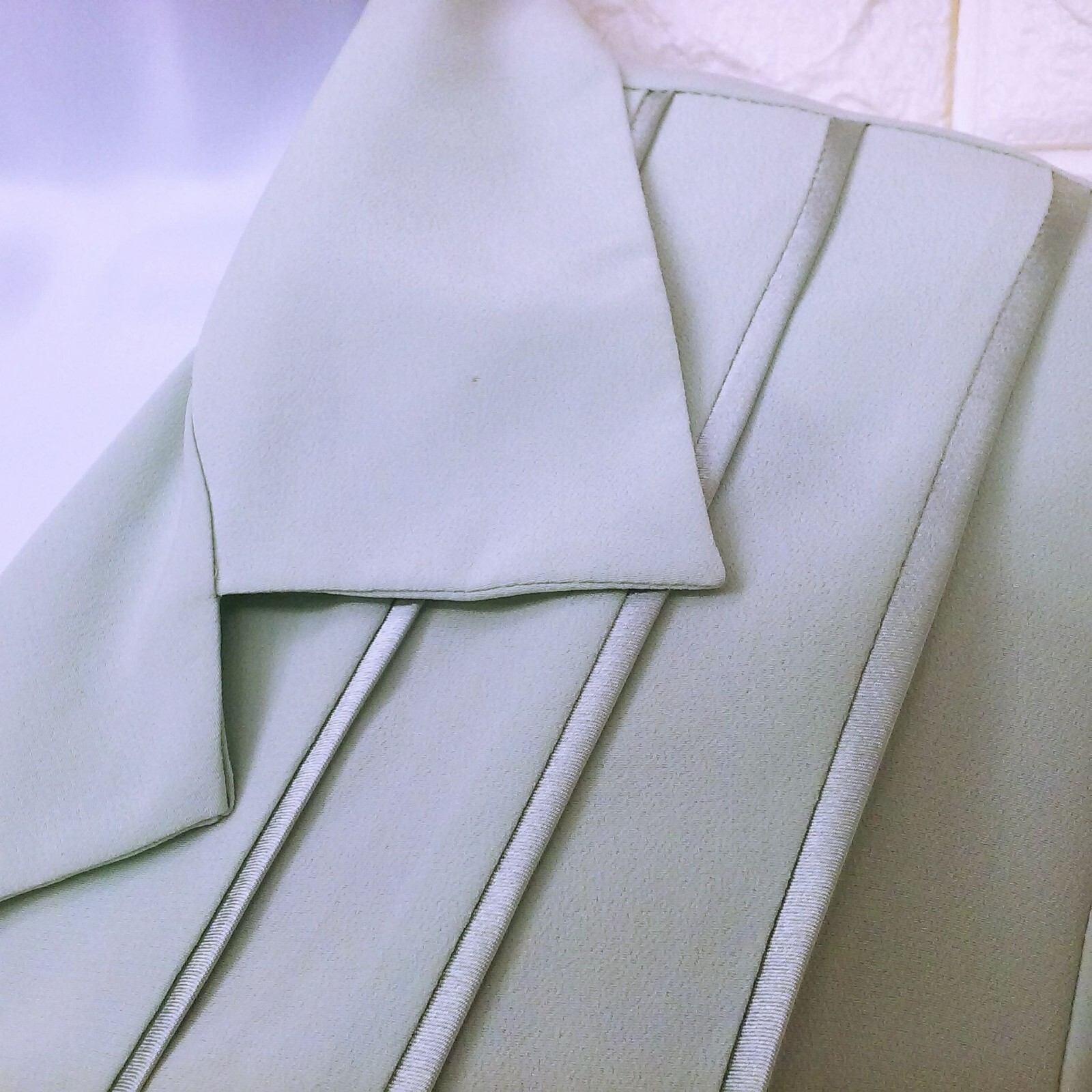 Vintage 90s Laura Scott Petite Blouse -10P Satin Stripe Power Shoulder Mint
