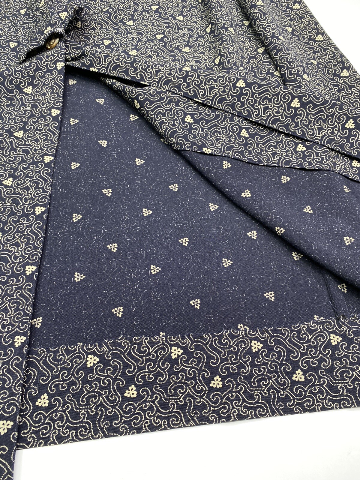 VTG Basile Made In Italy Womens Light Weight Navy Floral Long Coal Size M/L