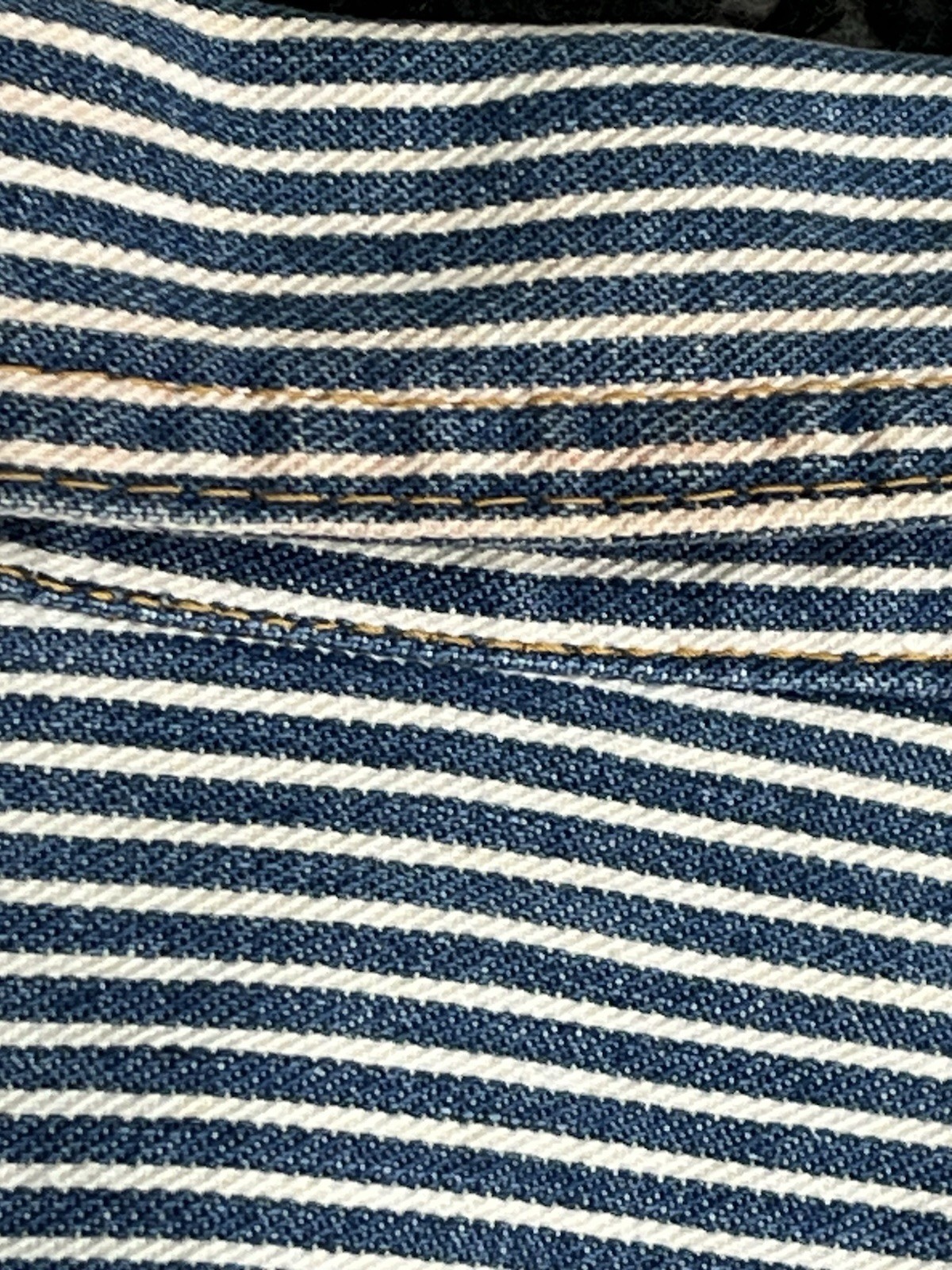 Vintage 1980s Women Hickory Stripe Denim Chore Jacket Made In USA Size Small