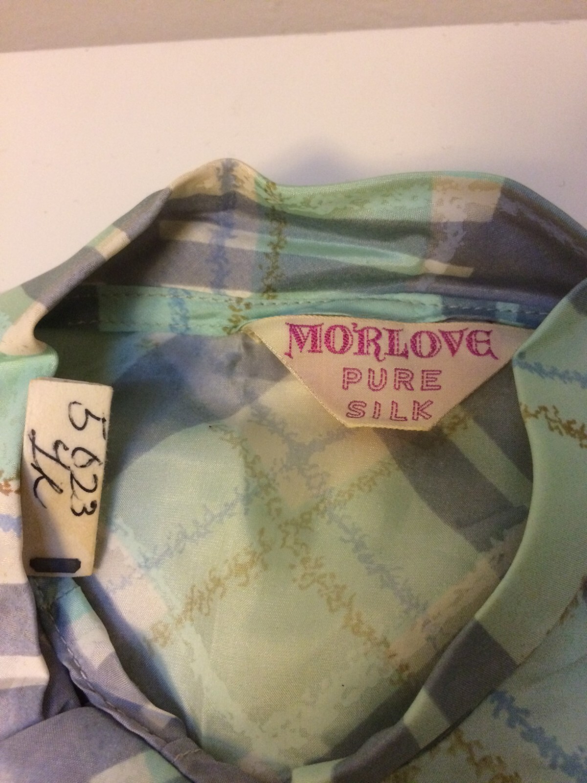 Vintage 60s Morelove The Couturier silk fitted bow neck blouse small secretary